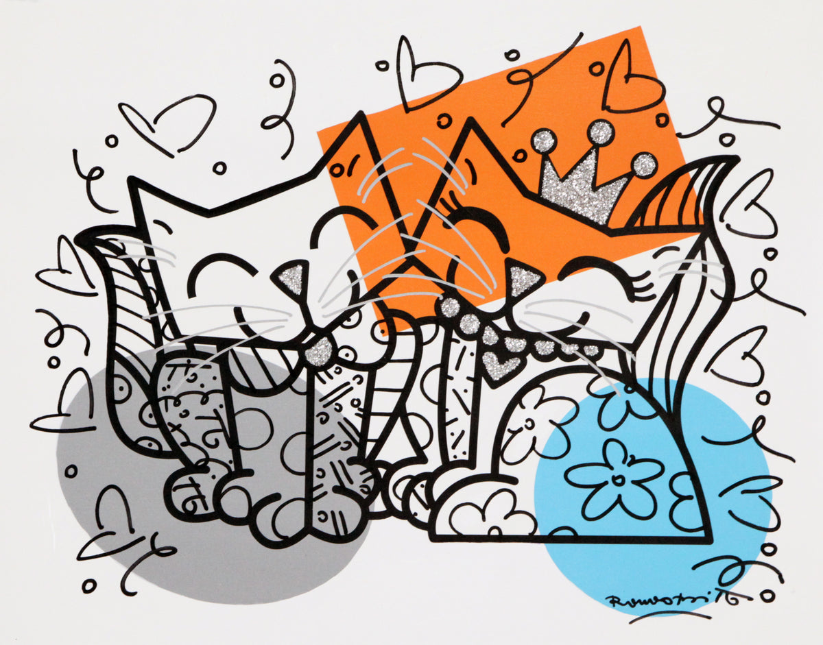 Cats Romance - Mixed Media Original