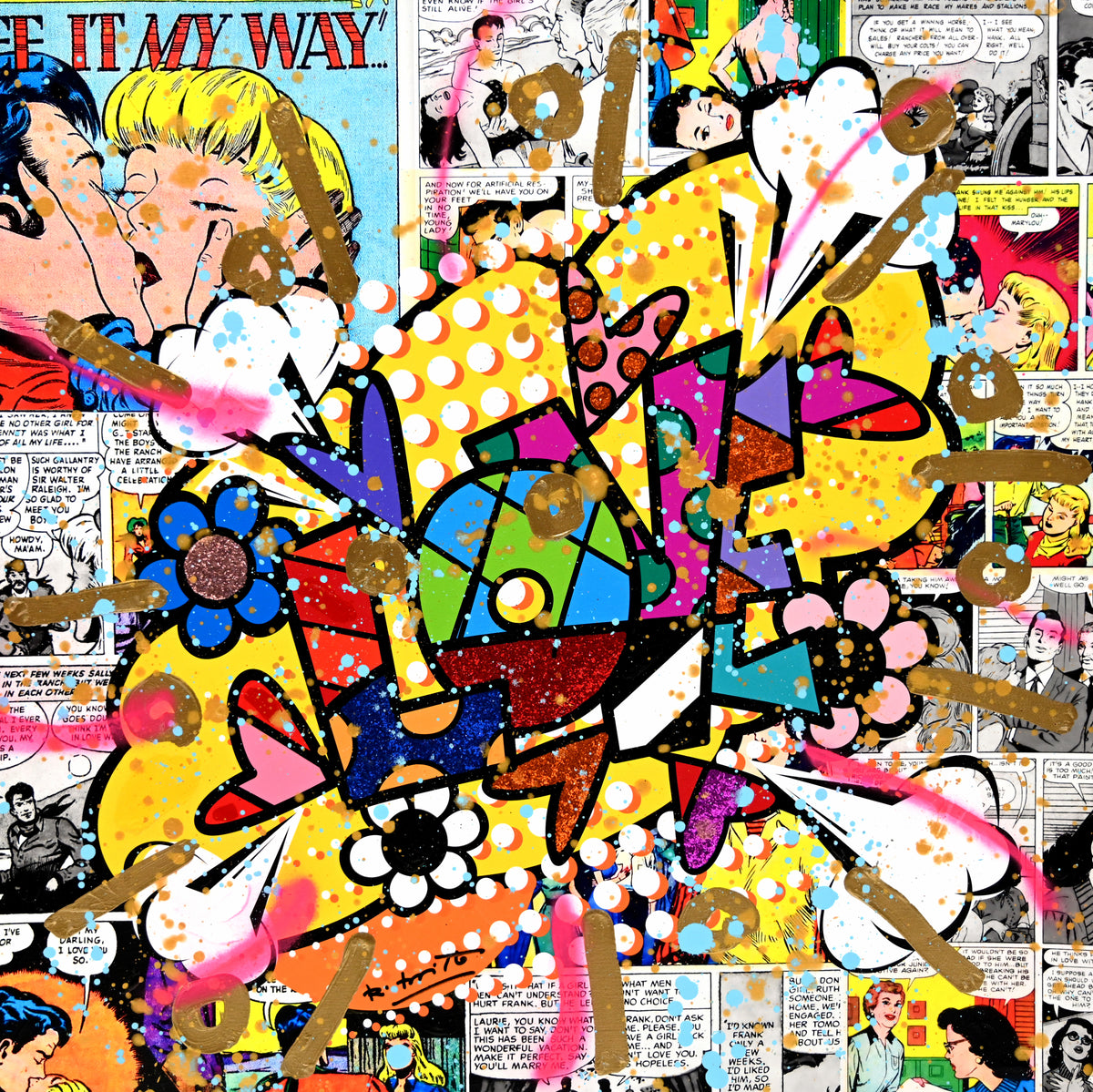 Pop Love - Mixed Media Original
