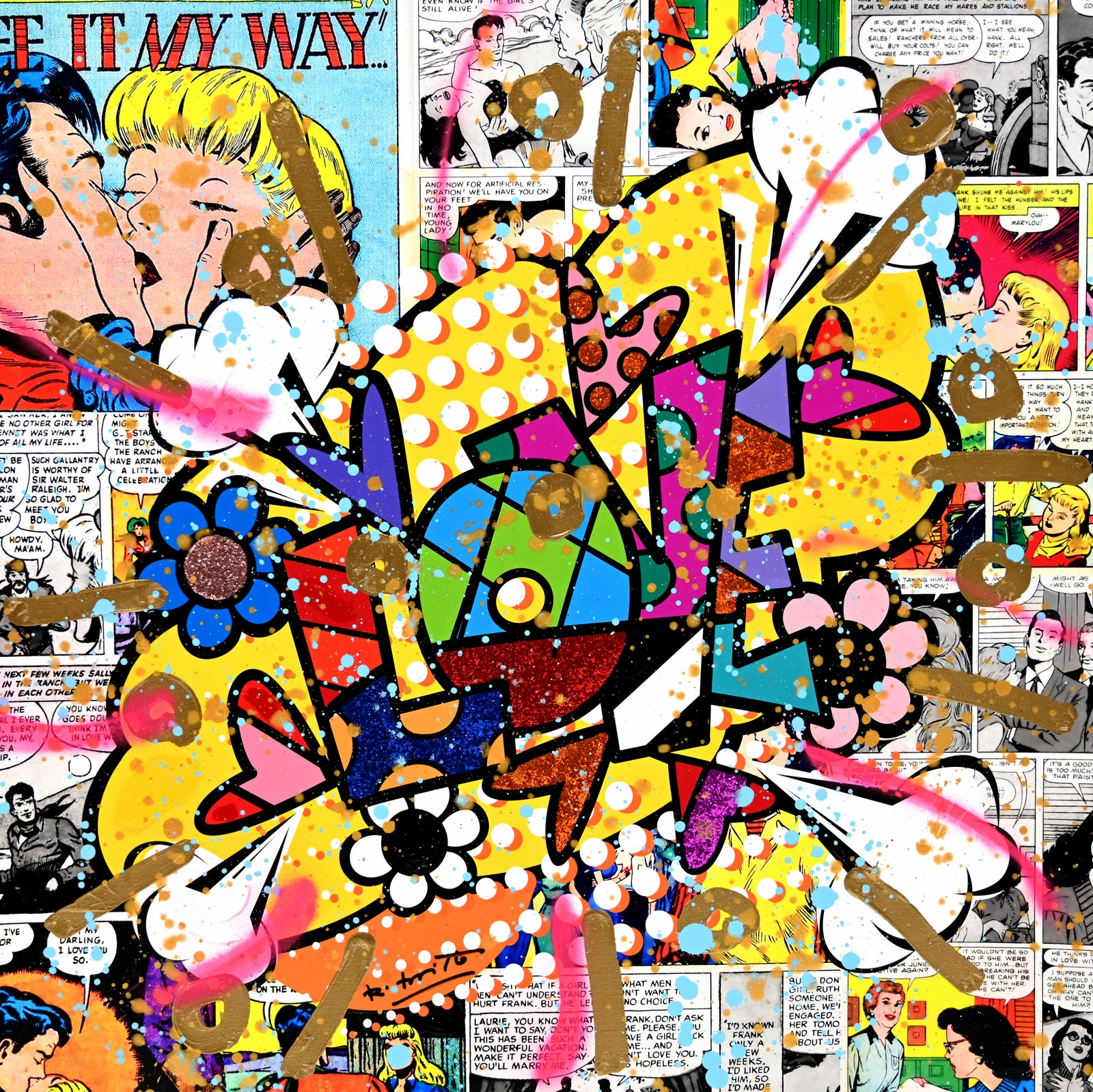 Pop Love - Mixed Media Original