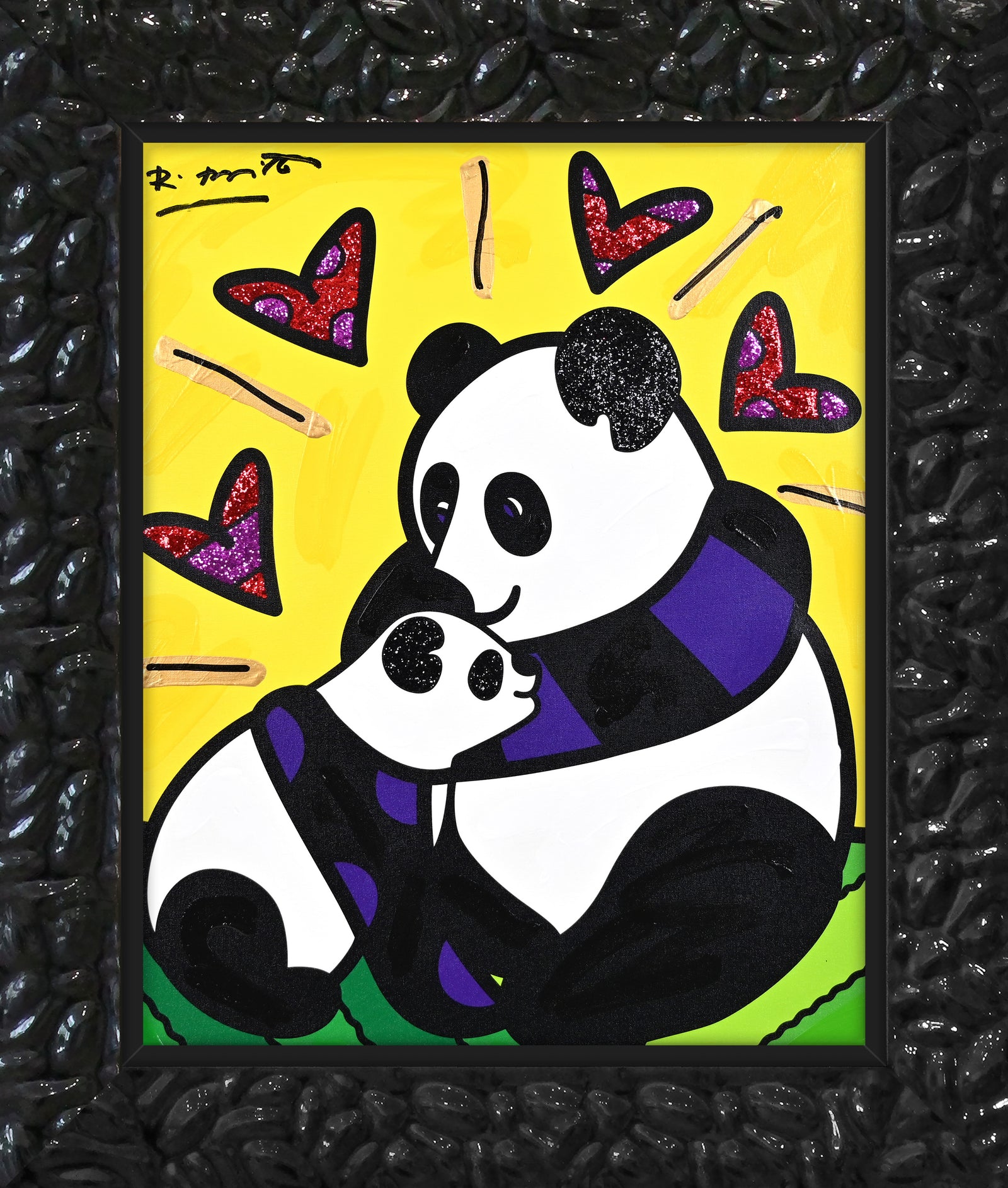 Panda Love - Mixed Media Original