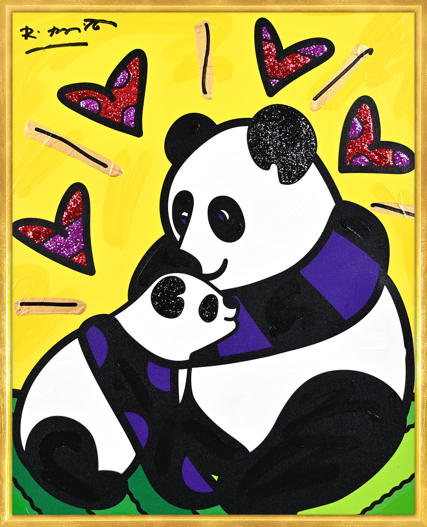 Panda Love - Mixed Media Original