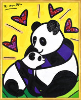 PANDA LOVE - Mixed Media Original
