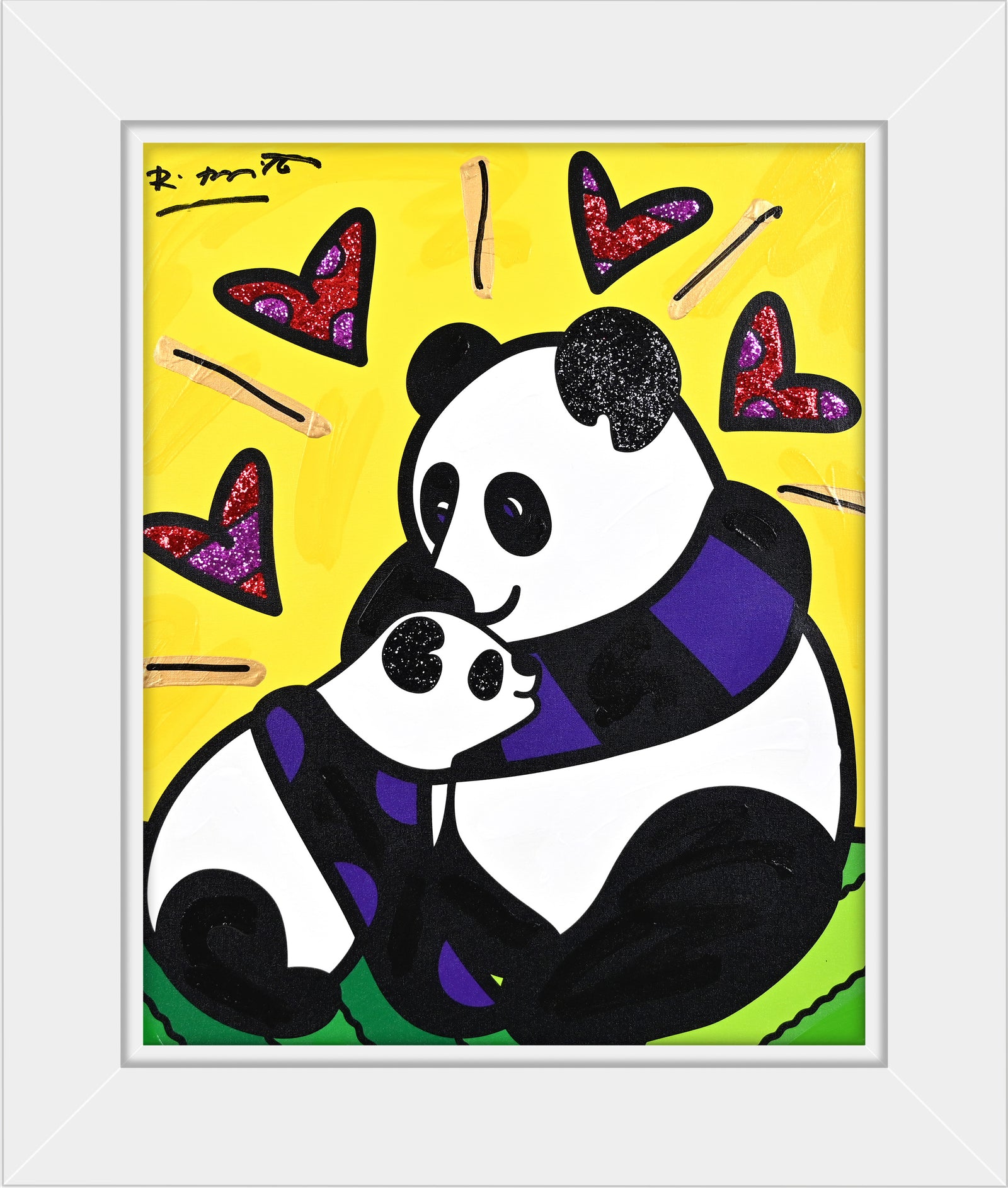 Panda Love - Mixed Media Original