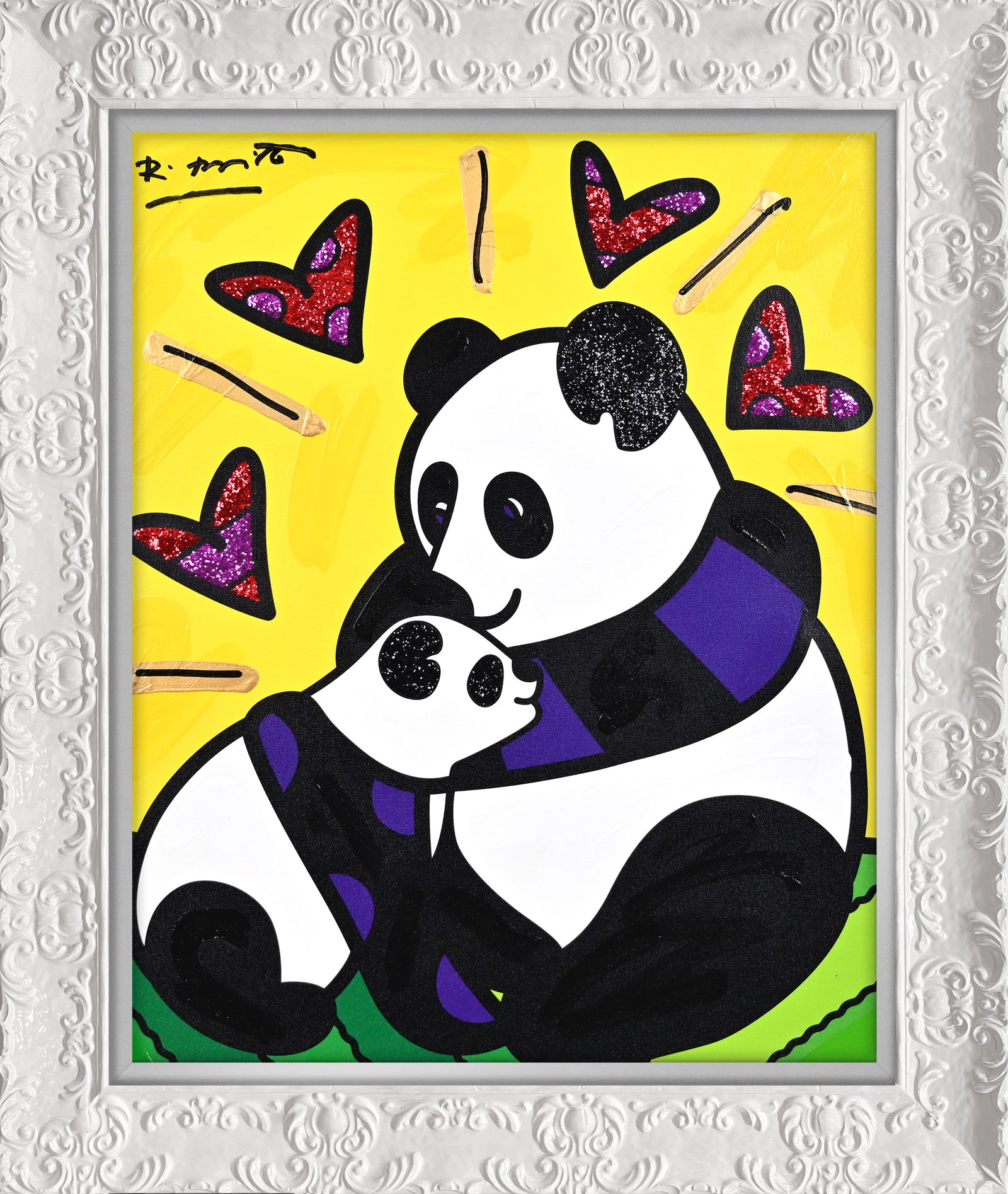 Panda Love - Mixed Media Original