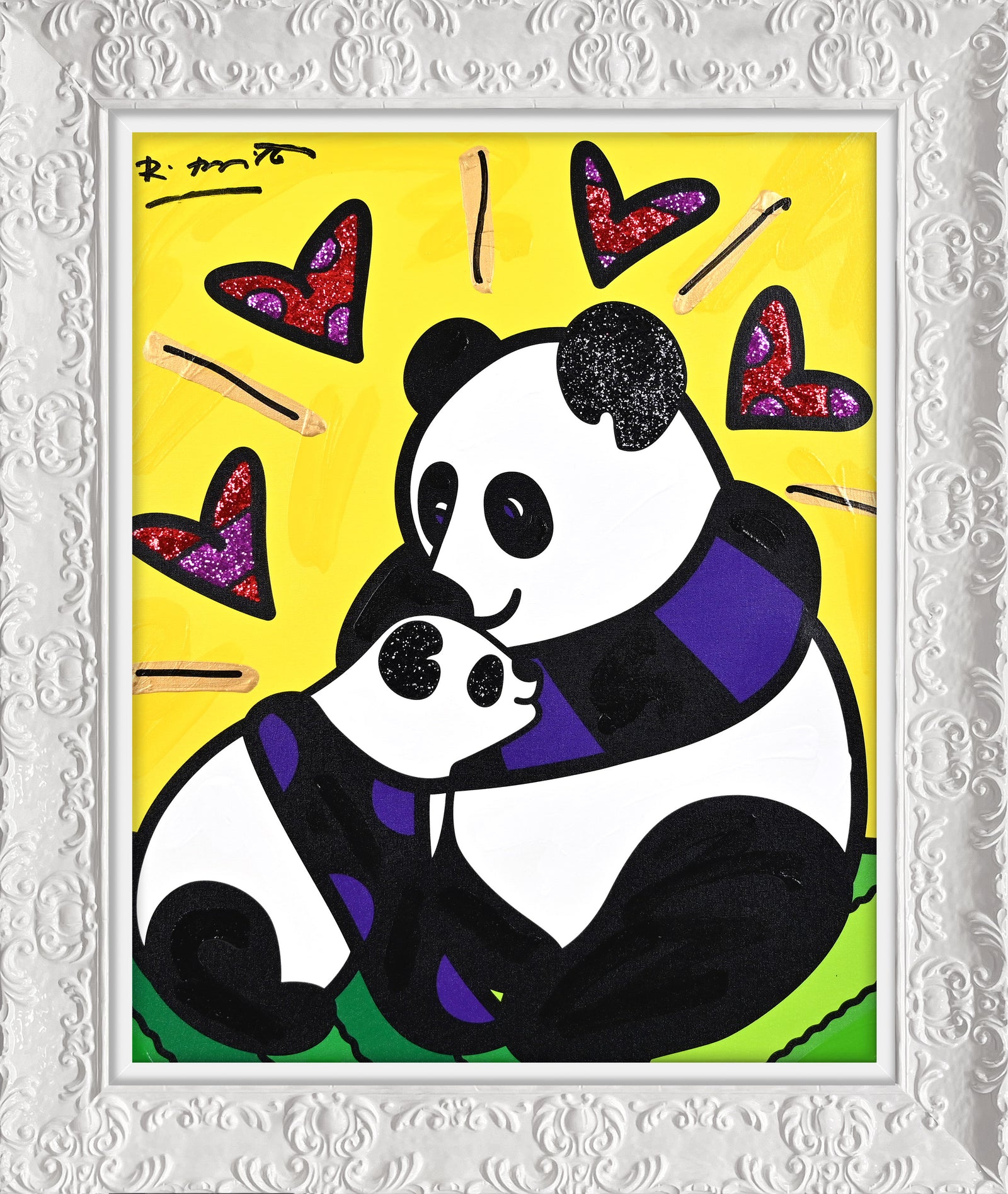 Panda Love - Mixed Media Original