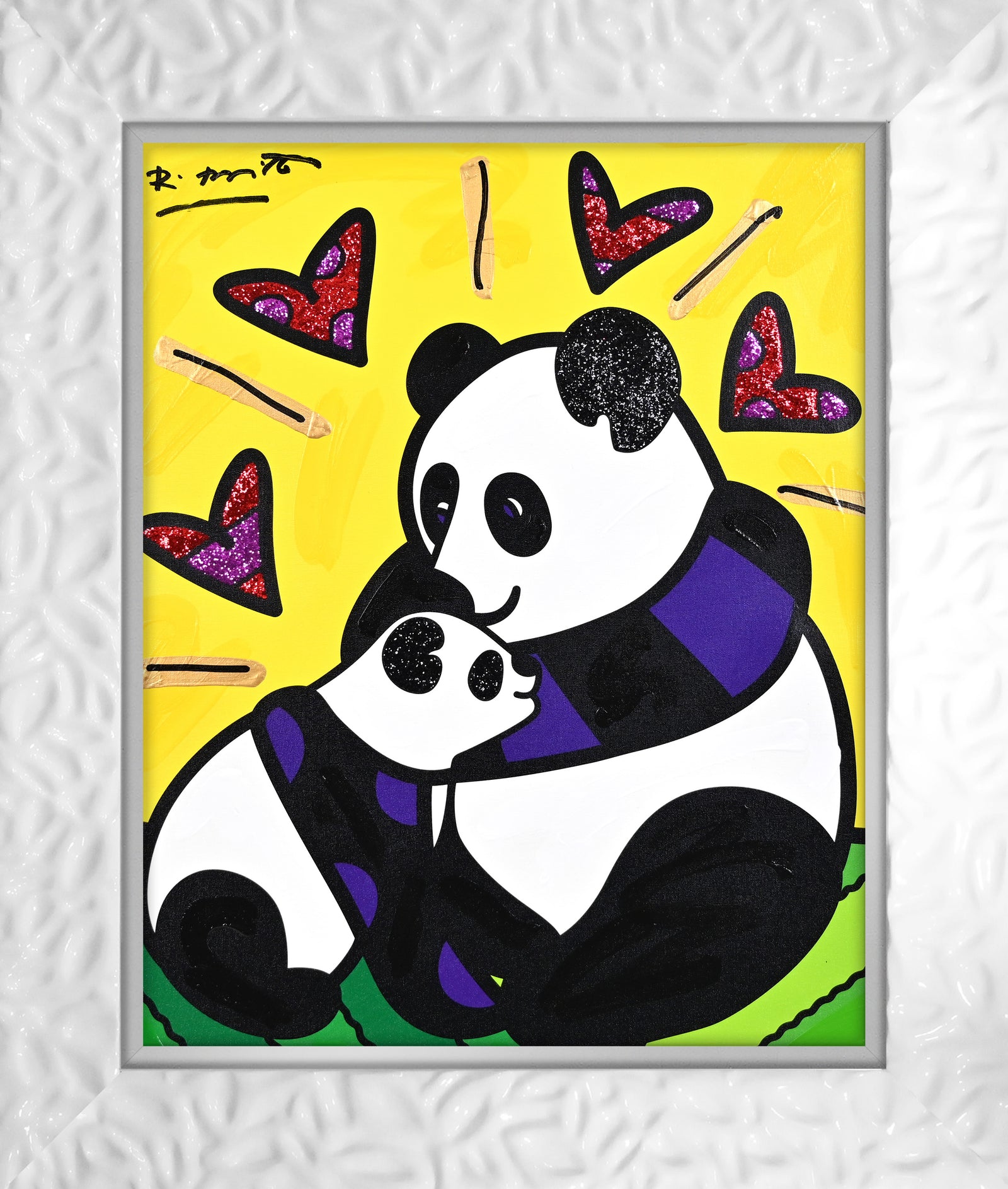 Panda Love - Mixed Media Original