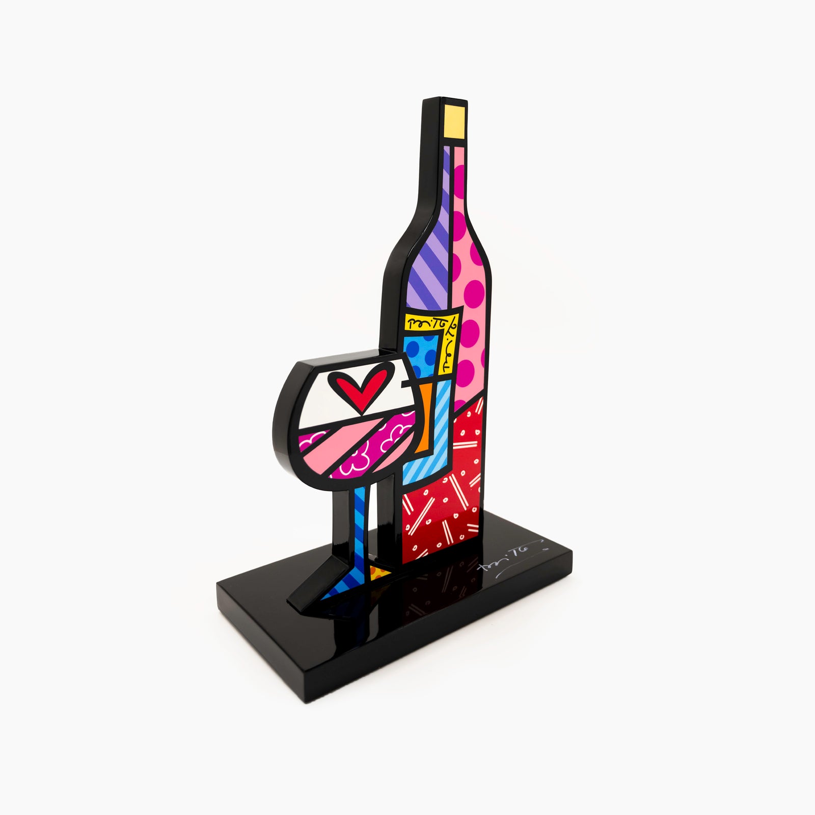 Wine & Glass (Black Base) - Limited Edition Sculpture