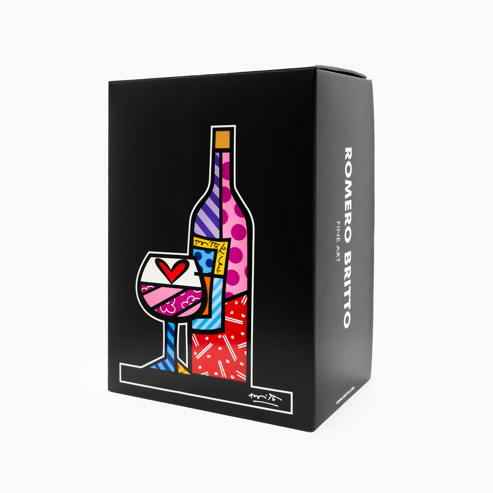 Wine Bottle & Wine Glass (Black Base) - Limited Edition Sculpture