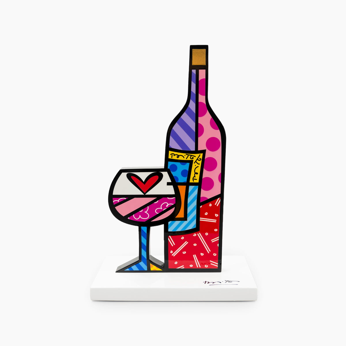 Wine &amp; Glass (White Base) - Limited Edition Sculpture