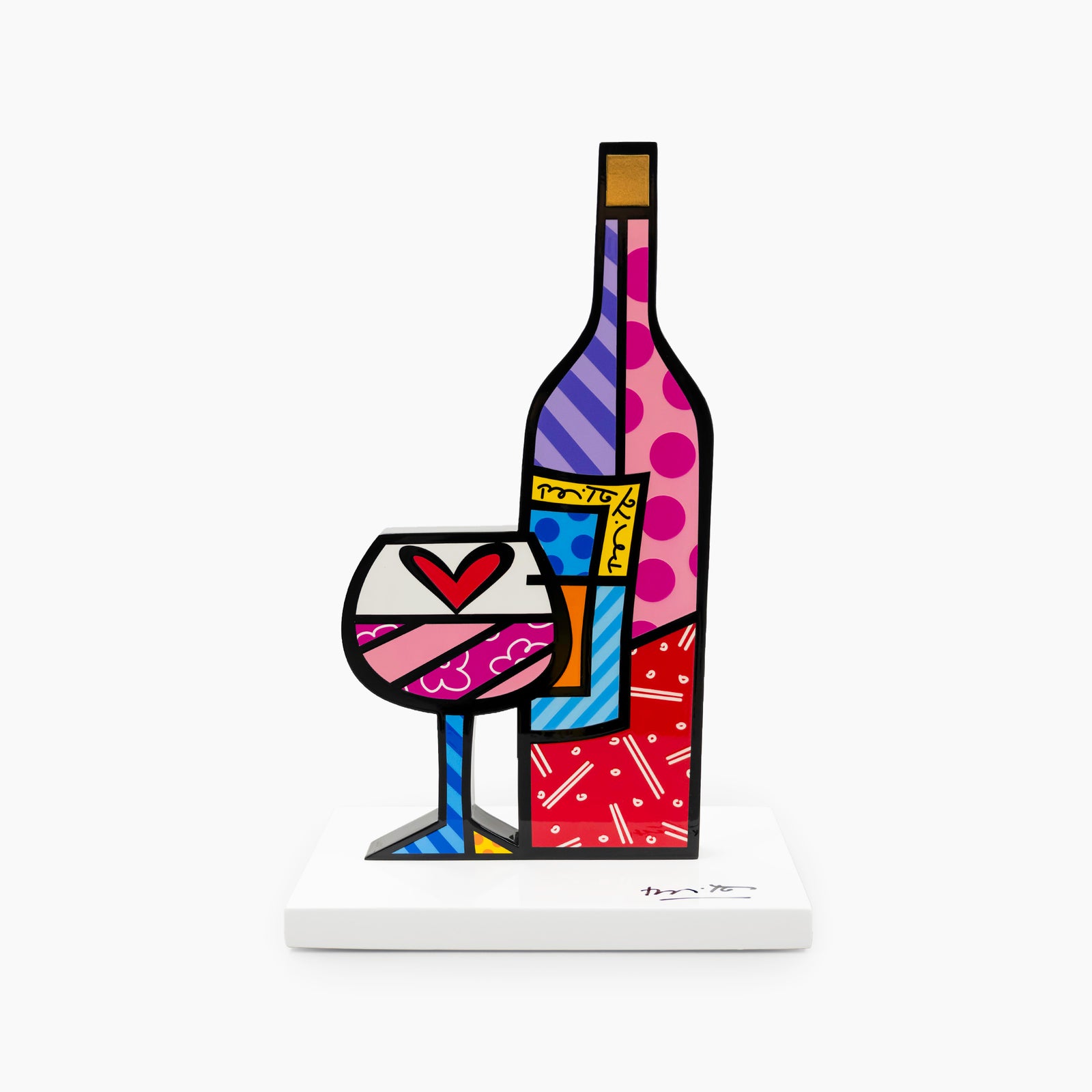 Wine & Glass (White Base) - Limited Edition Sculpture