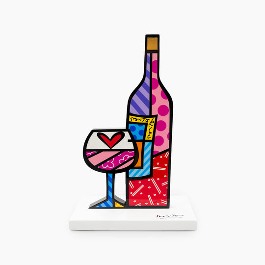 WINE & GLASS (White Base) - Limited Edition Sculpture