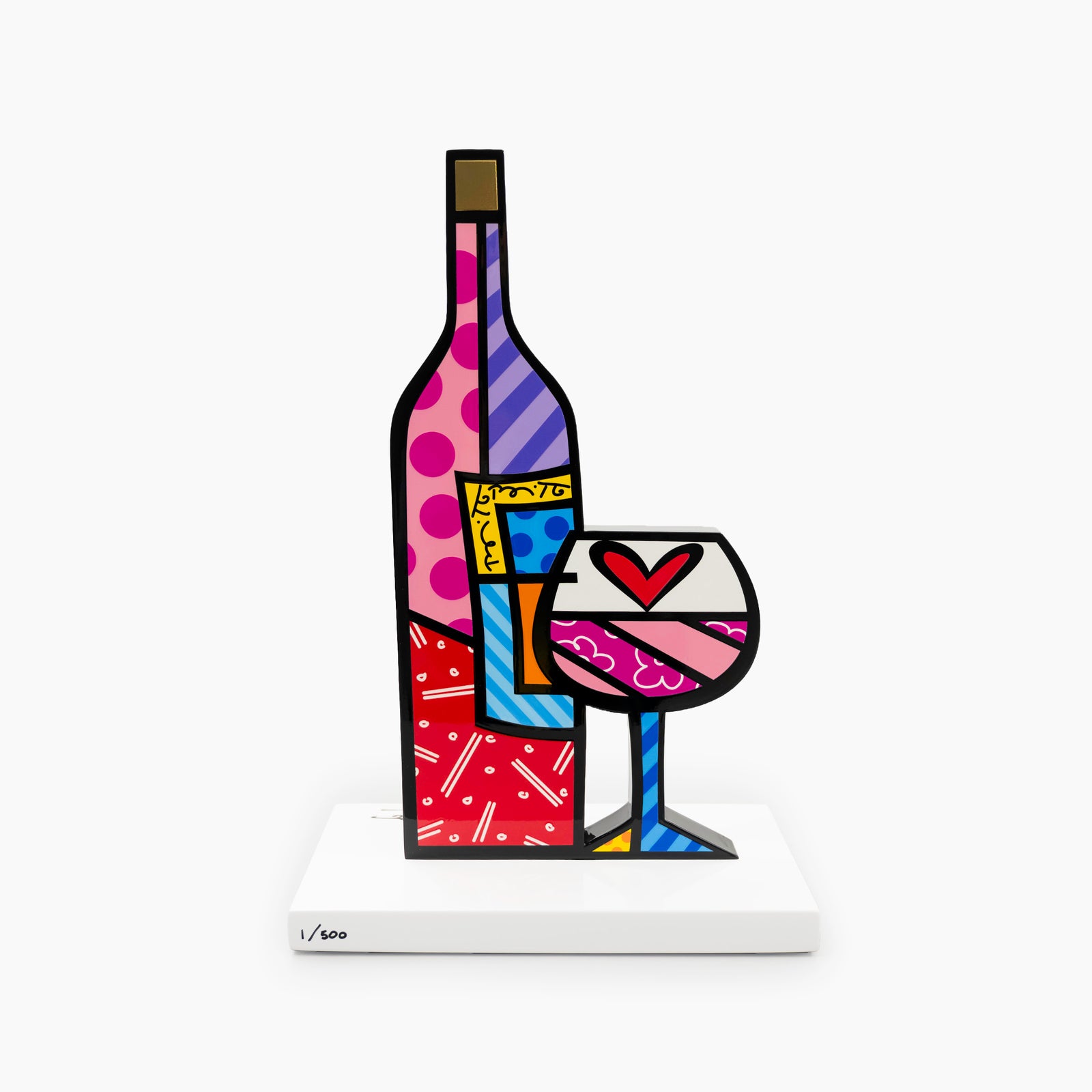 Wine & Glass (White Base) - Limited Edition Sculpture