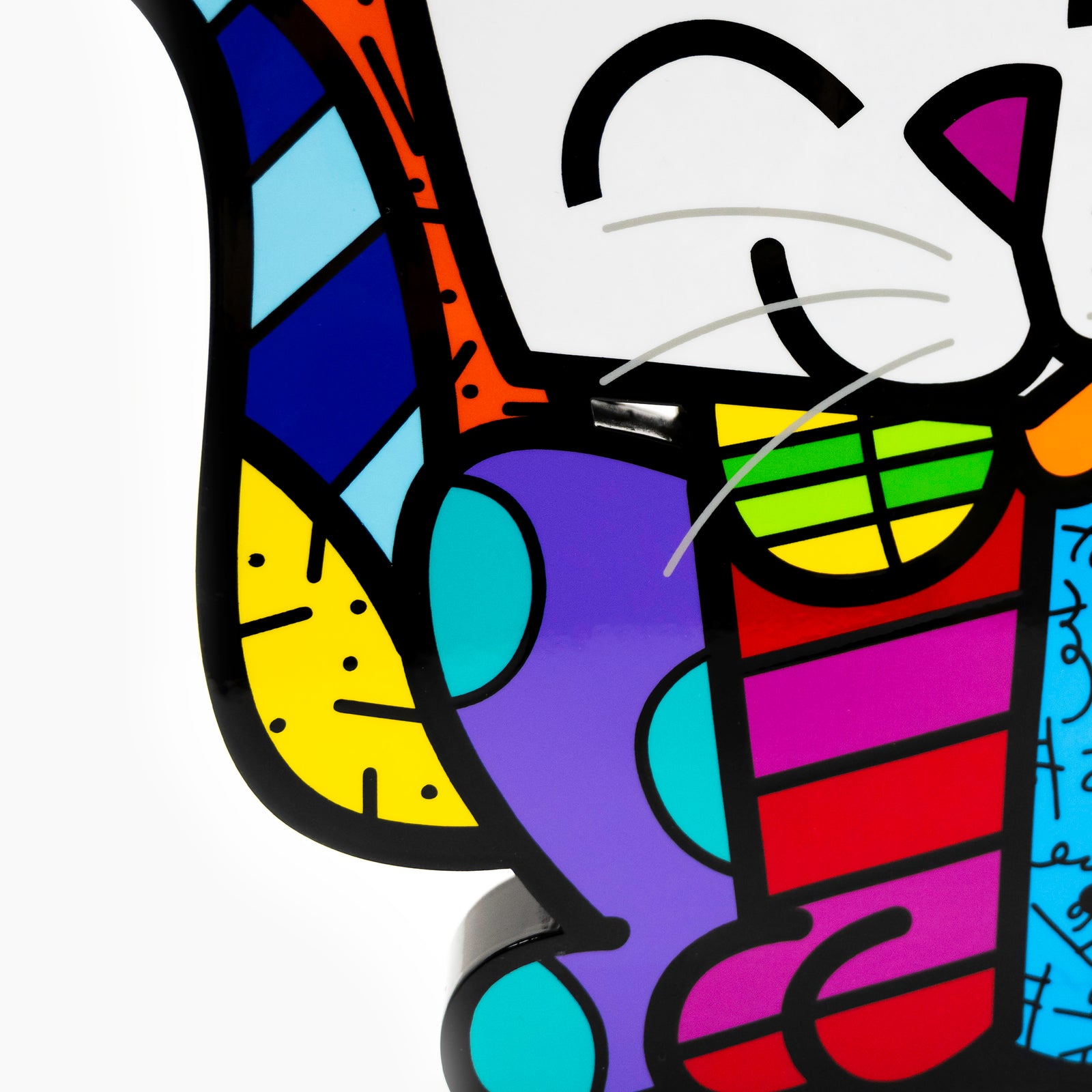 Romero Britto cat black base limited edition  contemporary pop art piece