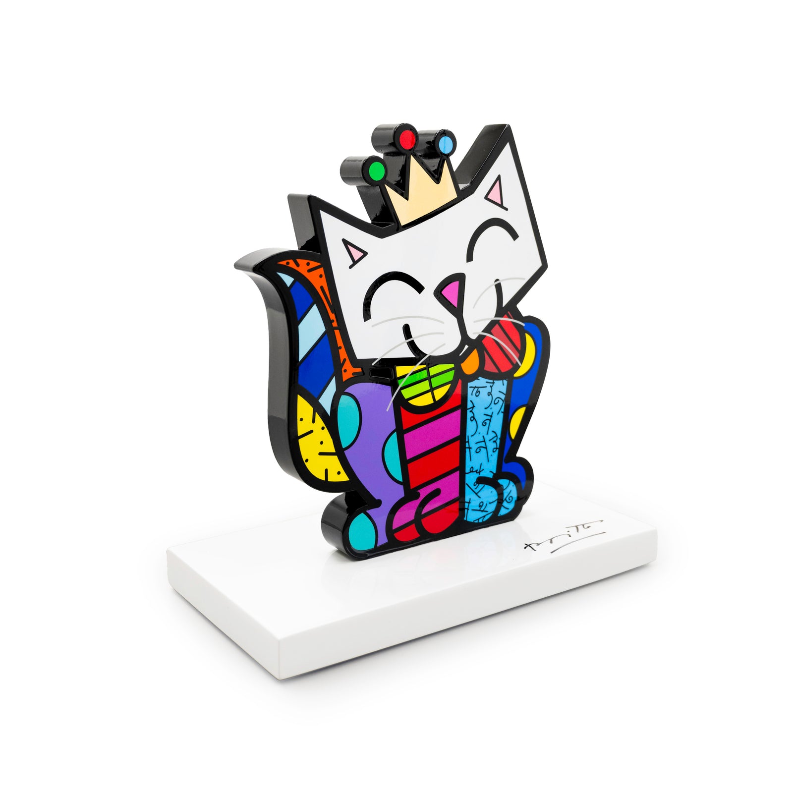 Cat (White Base) - Limited Edition Sculpture