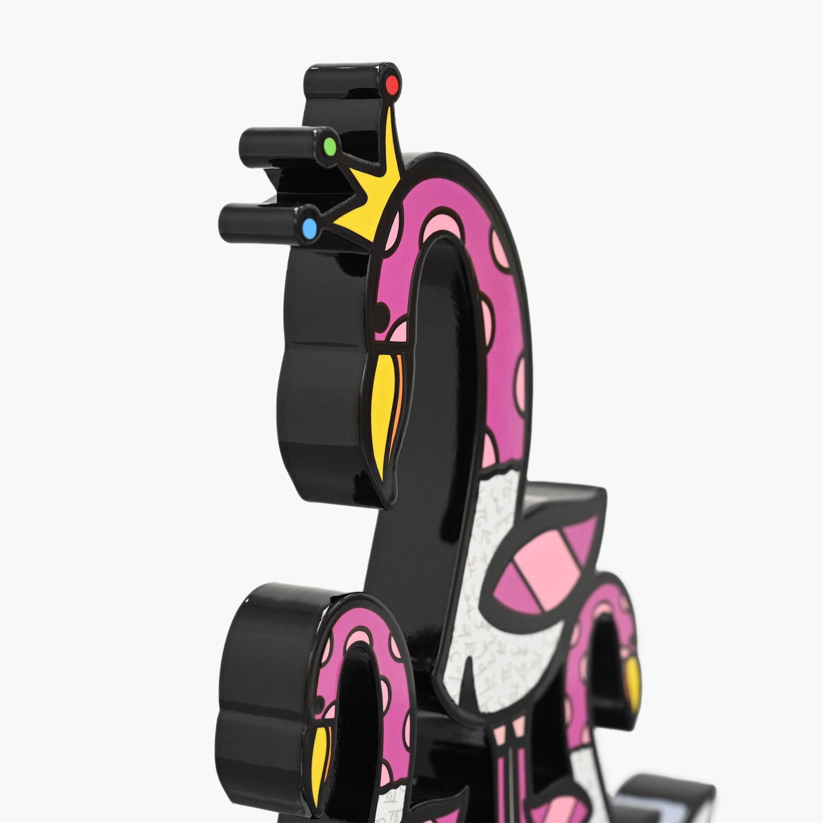 Close-up detail of Romero Britto Flamingos fine art sculpture showing texture and color