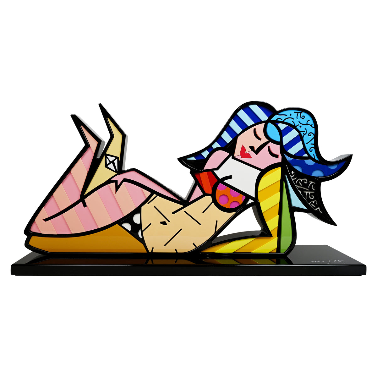 Romero Britto girl of ipanema black base  colorful pop art design