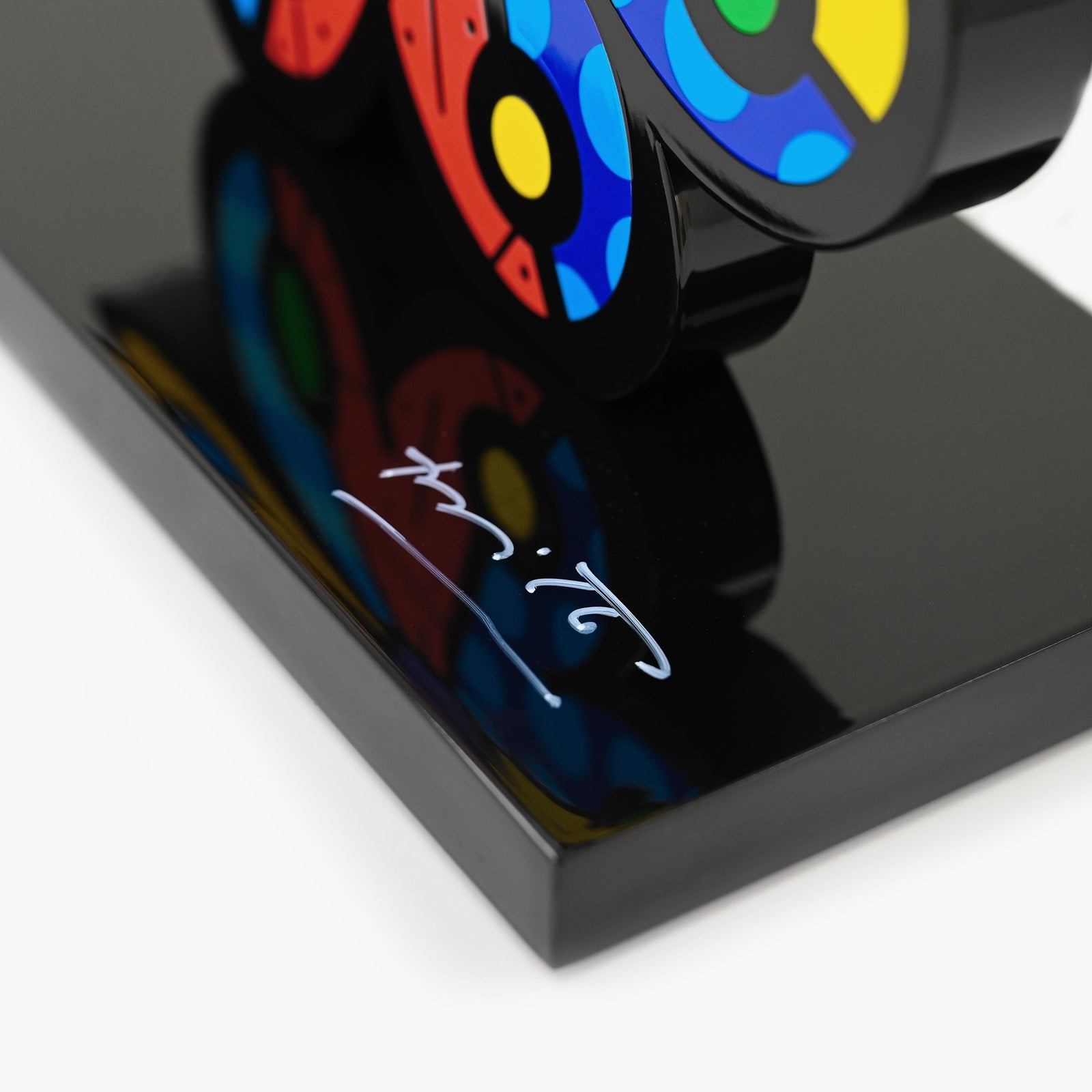 Hand signed signature on limited edition Garden Butterfly sculpture by Romero Britto