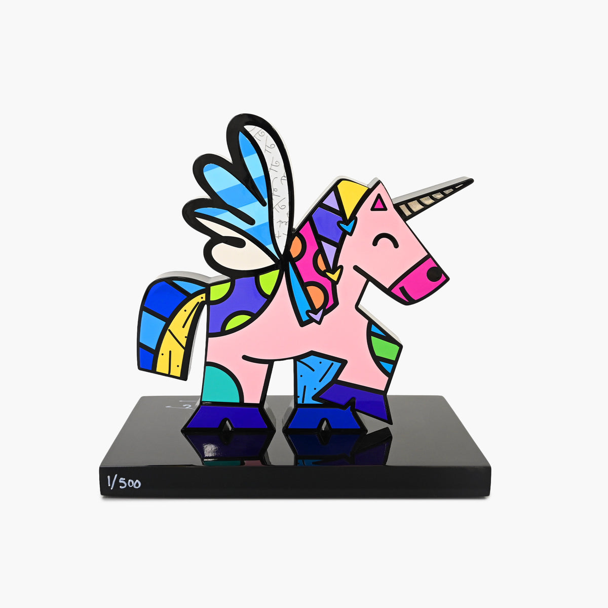 Back view of Romero Britto Unicorn limited edition fine art sculpture