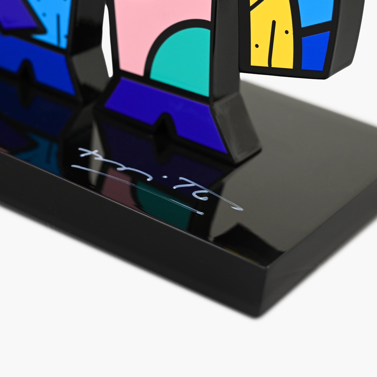 Hand signed signature on limited edition Unicorn sculpture by Romero Britto