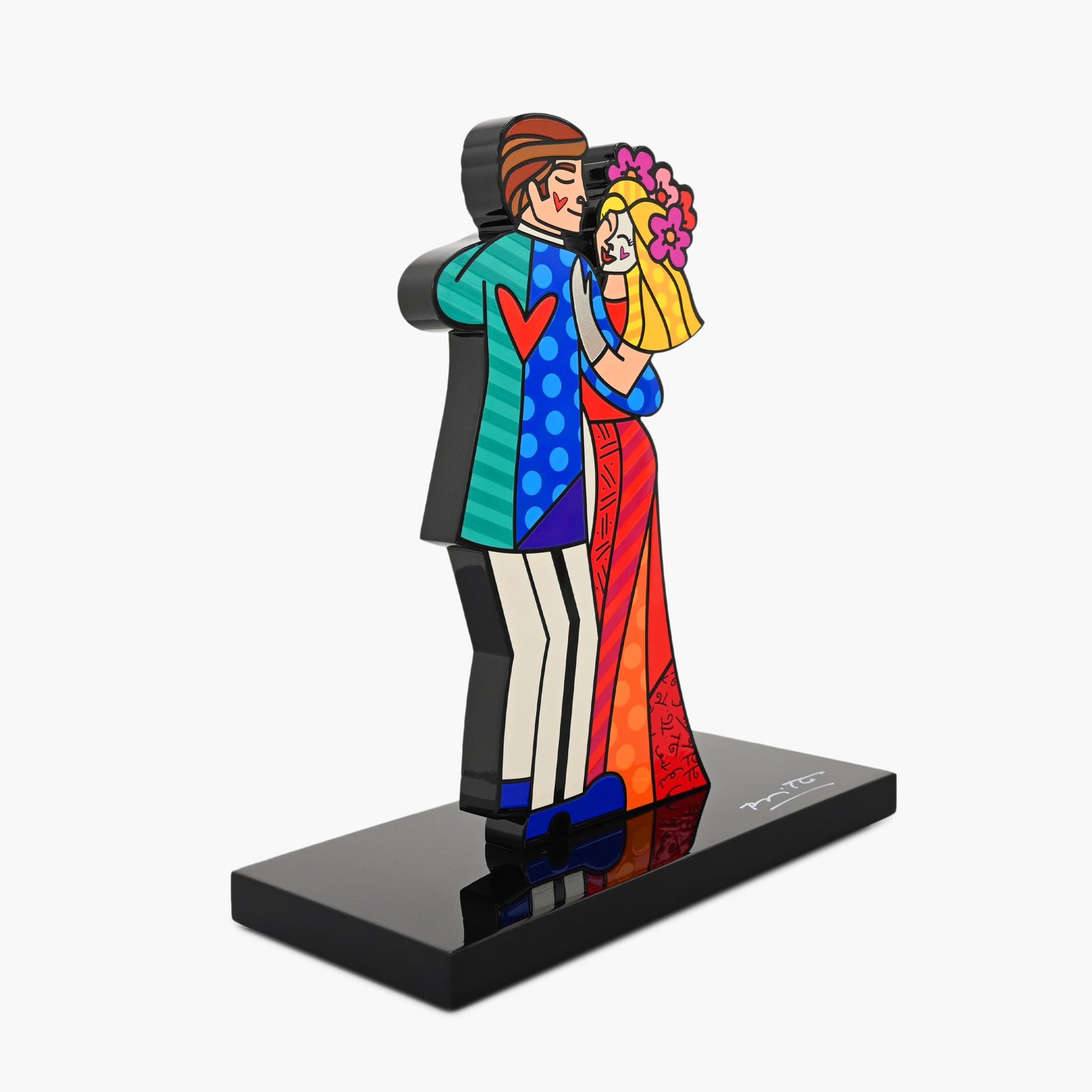 Side profile of hand signed Love Is Love contemporary art sculpture by Romero Britto