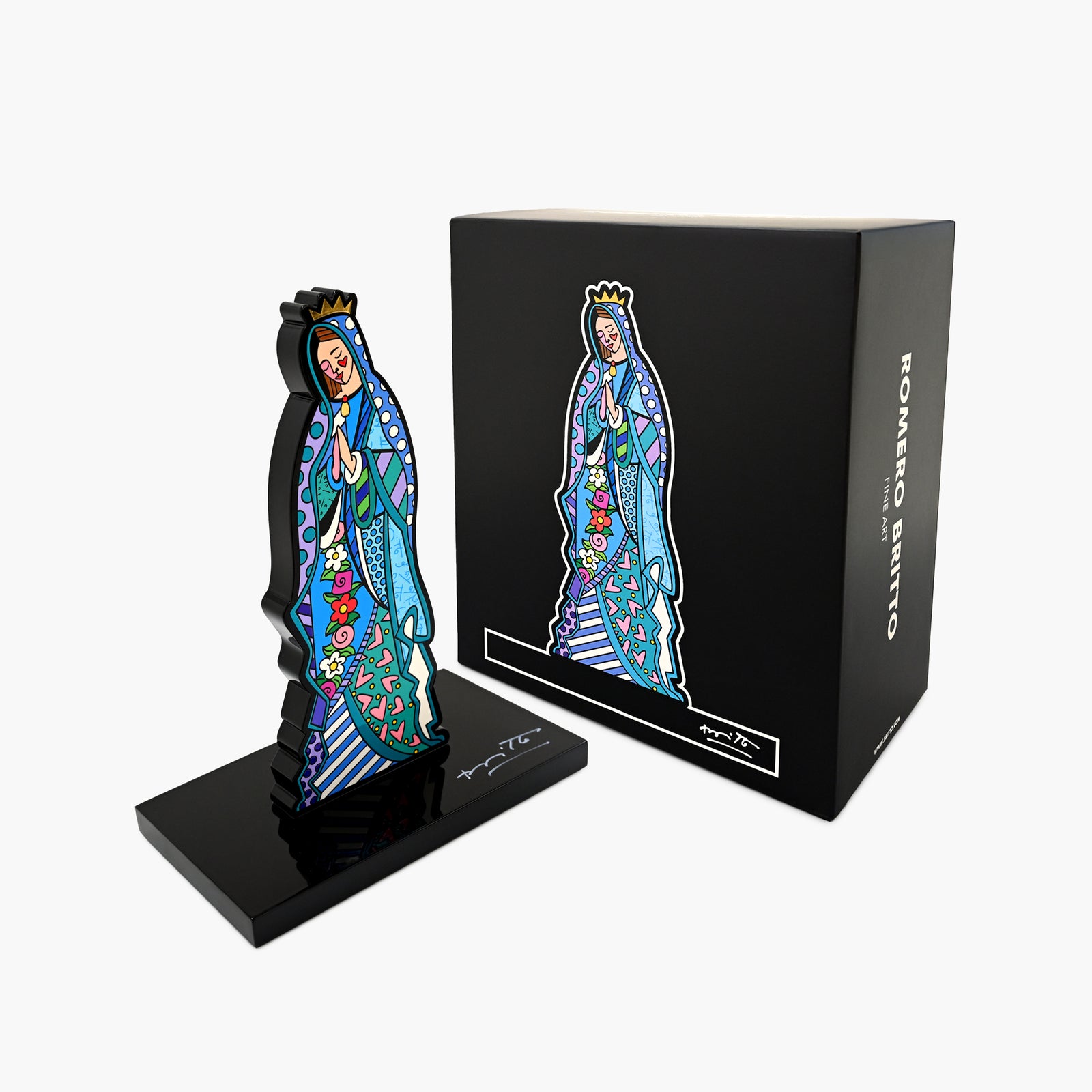 Romero Britto Virgin Mary sculpture with original packaging and Certificate of Authenticity