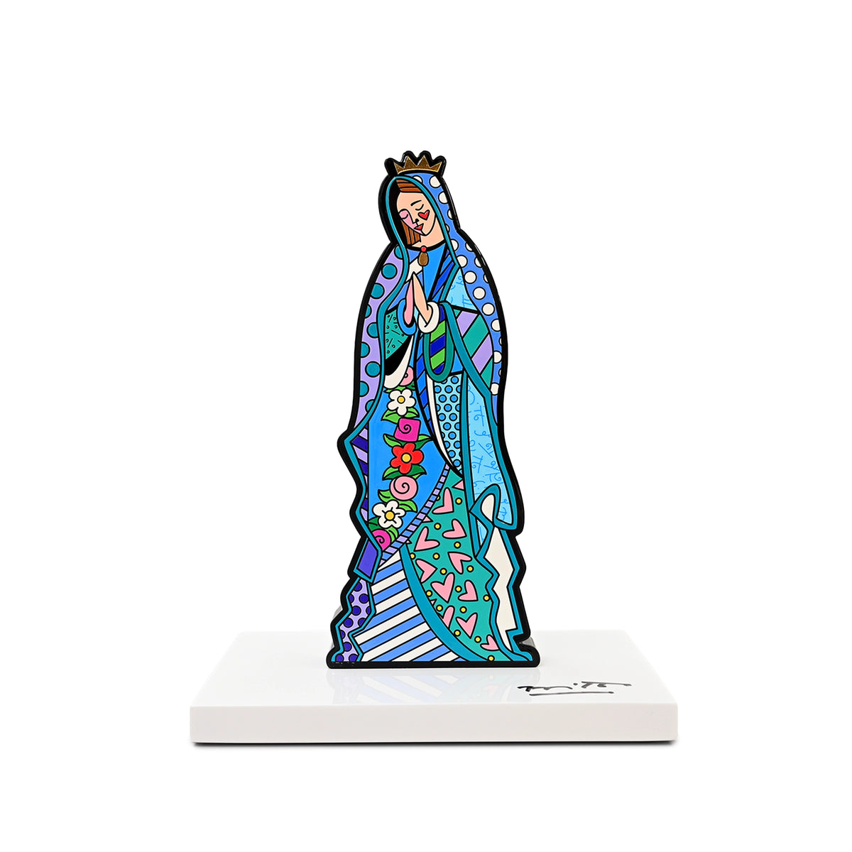 Virgin Mary Fine Art Sculpture – Hand Signed Limited Edition by Romero Britto