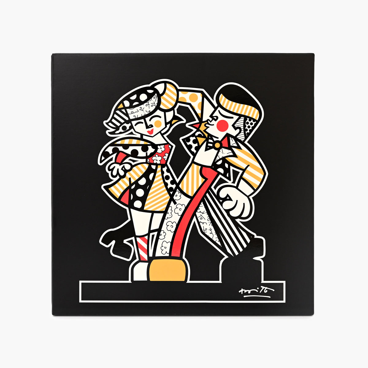 Original Romero Britto Studio packaging for Lets Dance limited edition sculpture