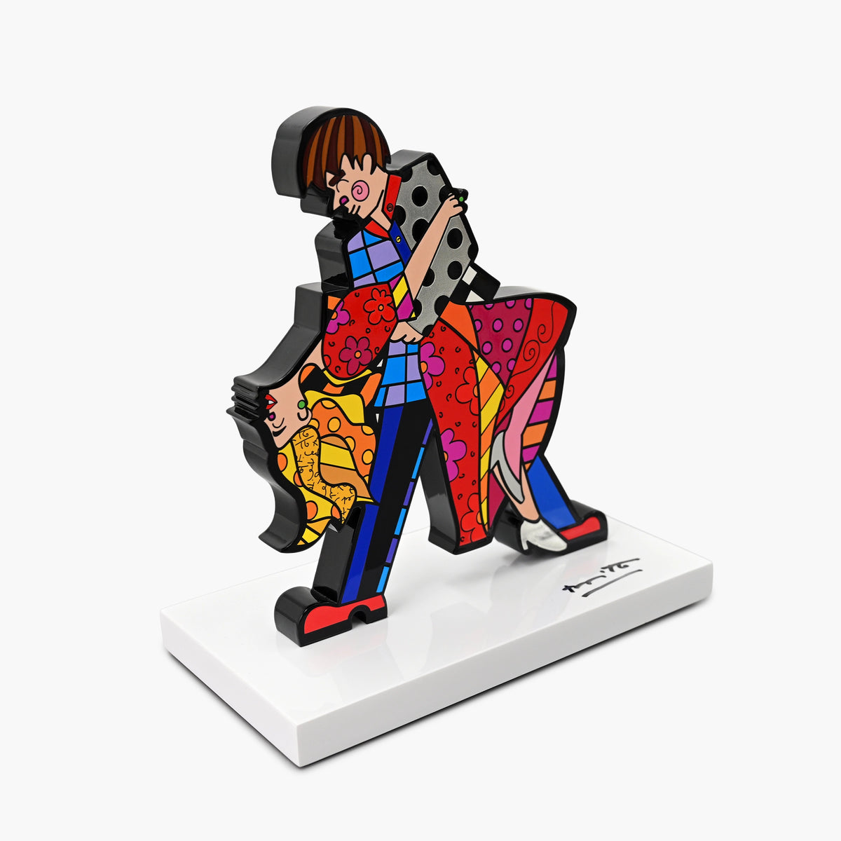 Side profile of hand signed True Love contemporary art sculpture by Romero Britto