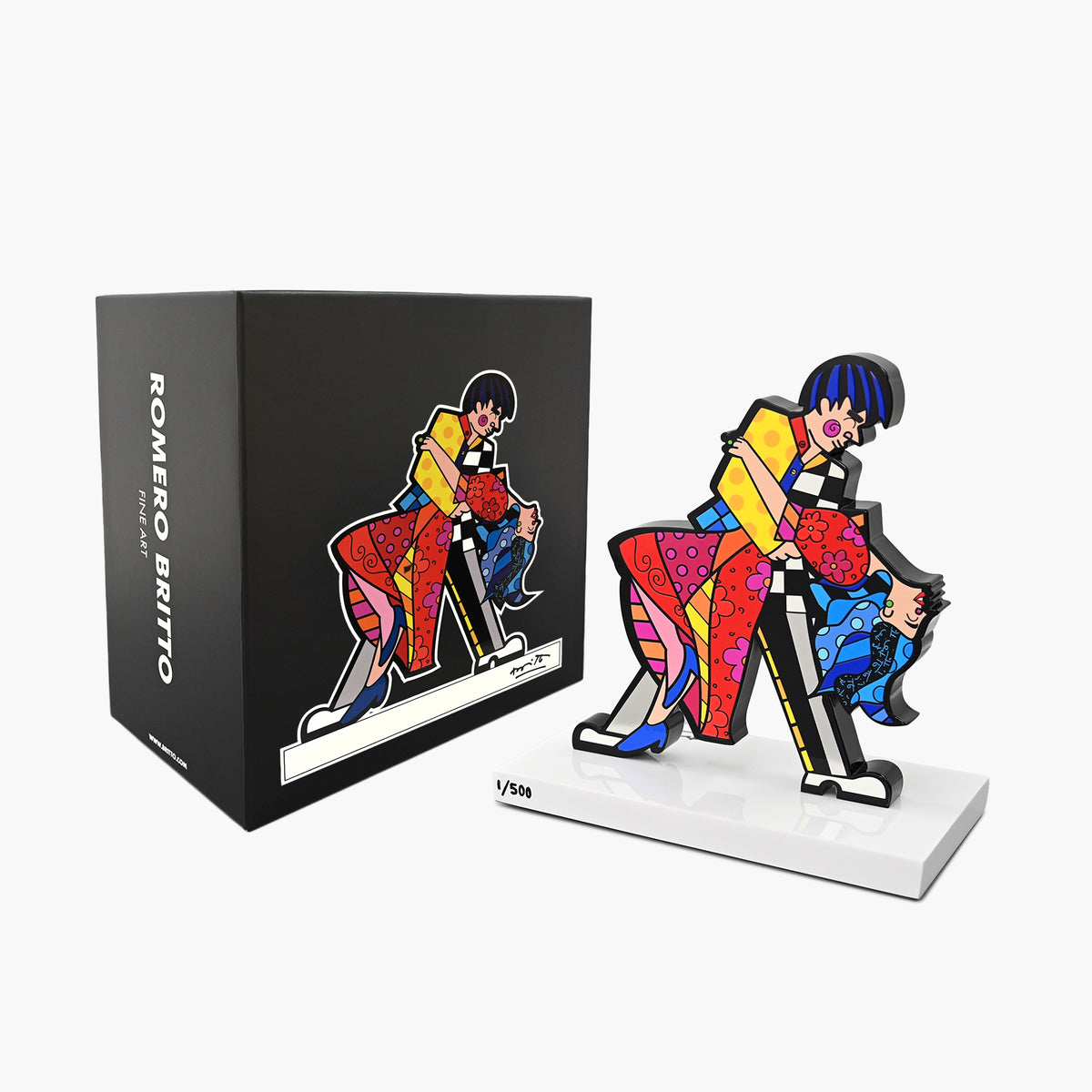 Romero Britto True Love sculpture with original packaging and Certificate of Authenticity