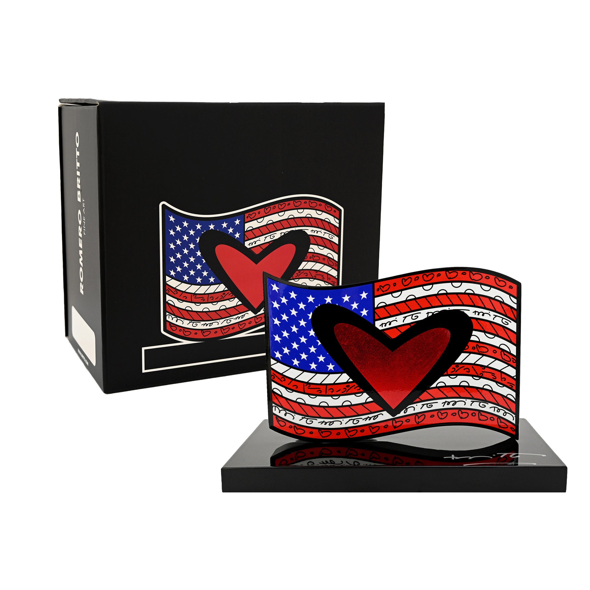American Flag (Black Base) Fine Art Sculpture – Limited Edition