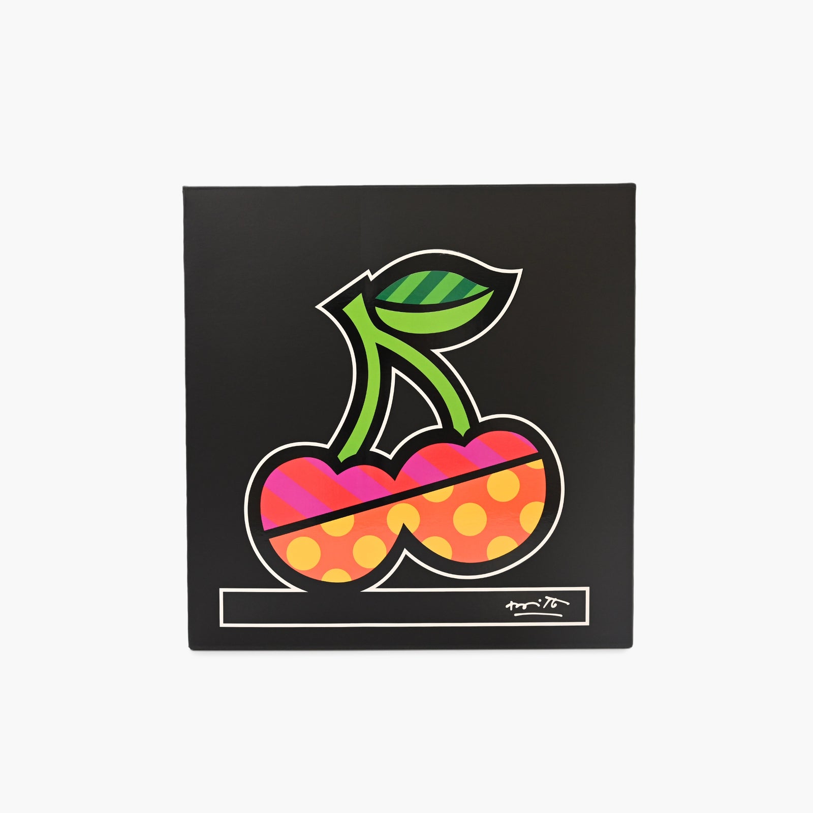 Original Romero Britto Studio packaging for Cherries limited edition sculpture