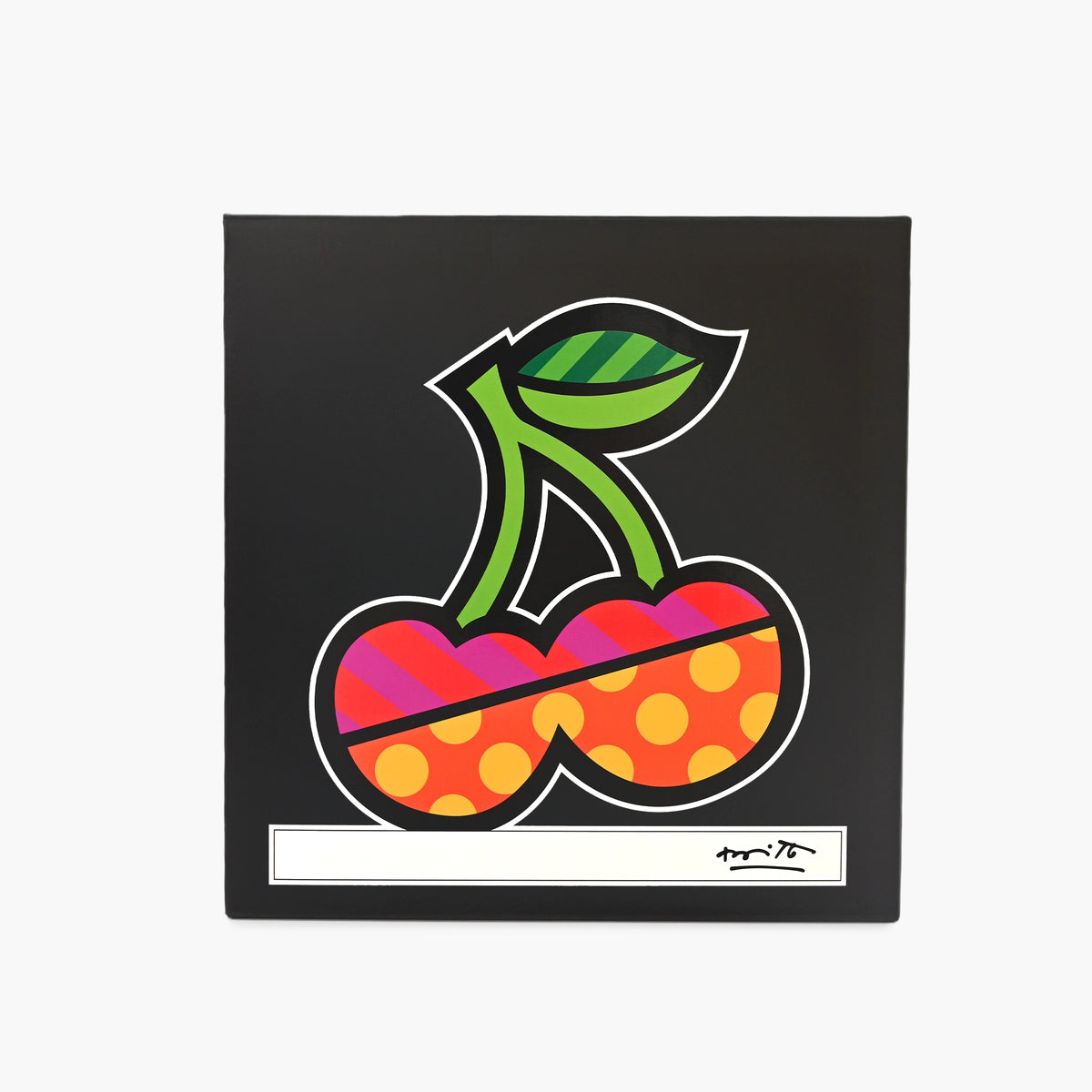 Original Romero Britto Studio packaging for Cherries limited edition sculpture