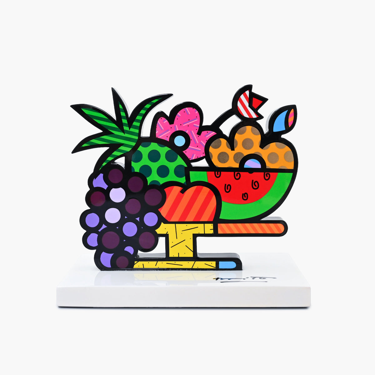 Fruit Bowl Fine Art Sculpture – Hand Signed Limited Edition by Romero Britto