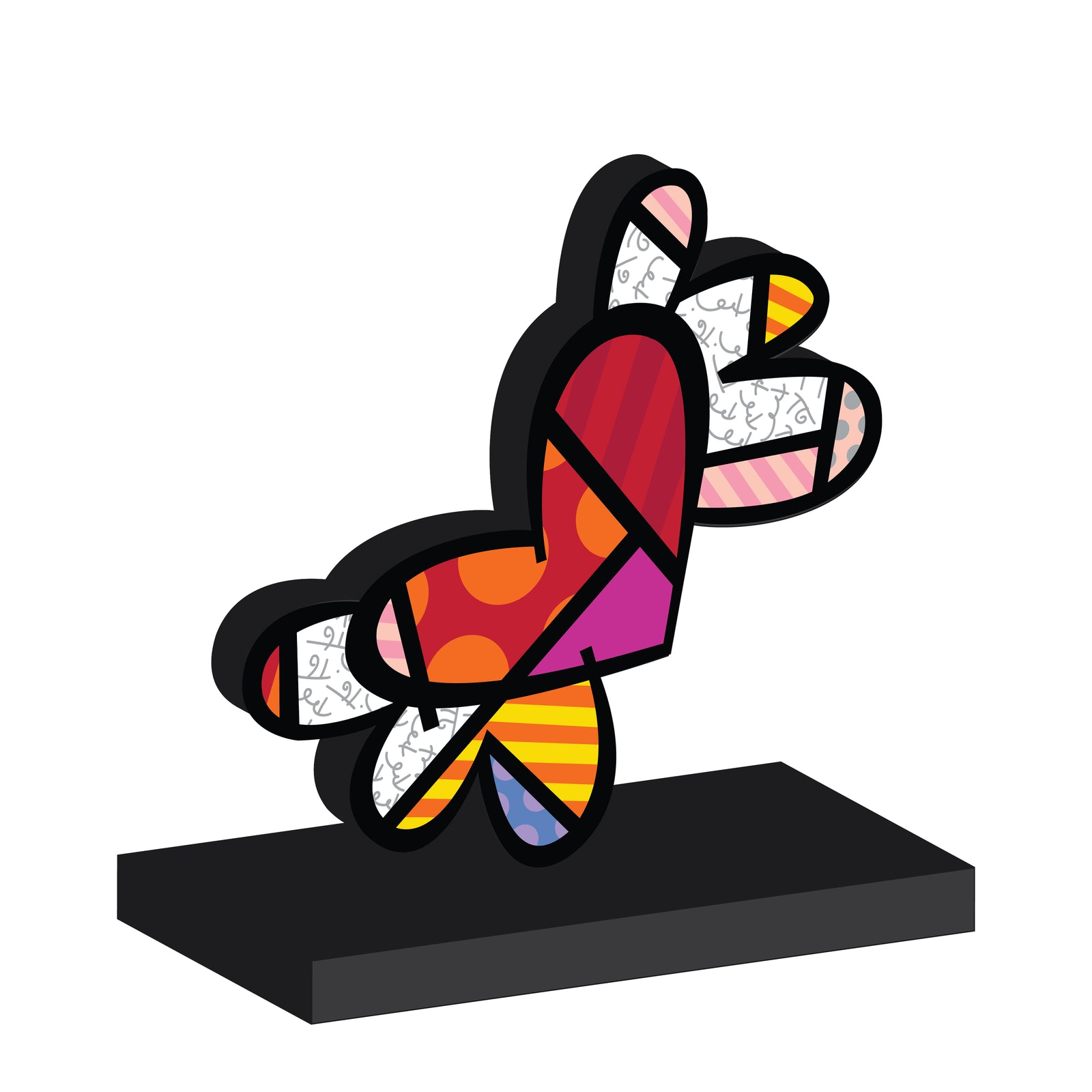 Flying Heart (Black Base) - Limited Edition Sculpture