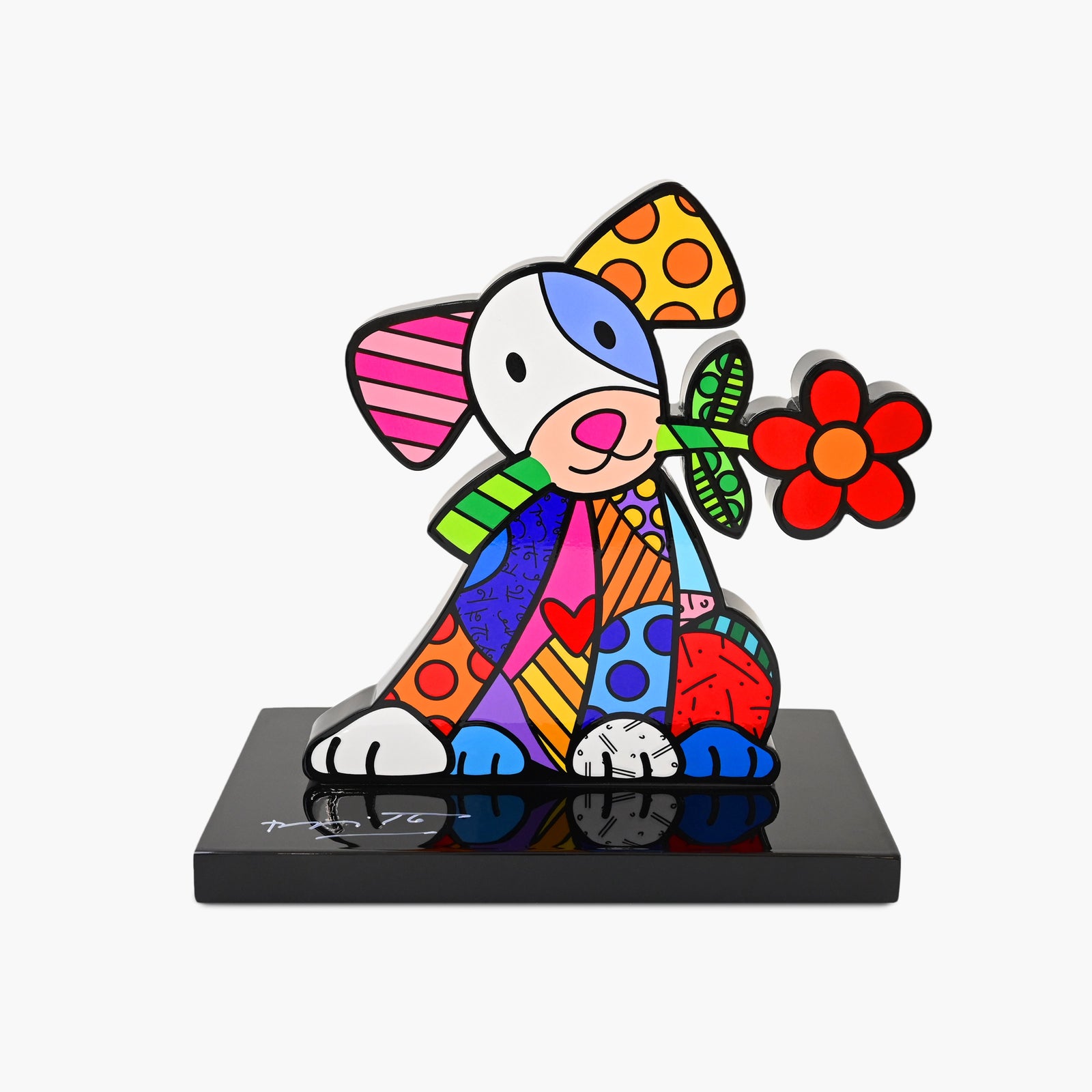 Lovely Dog Fine Art Sculpture – Hand Signed Limited Edition by Romero Britto