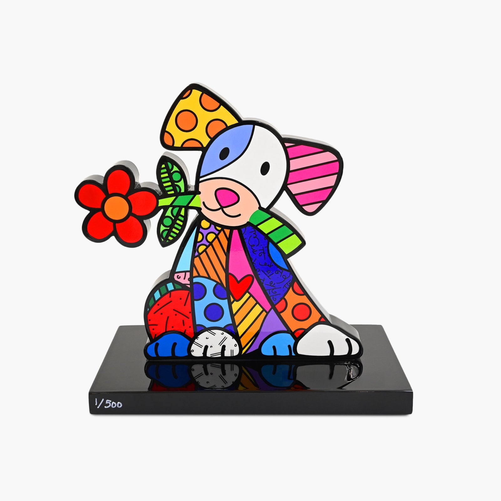 Lovely Dog Fine Art Sculpture – Hand Signed Limited Edition by Romero Britto