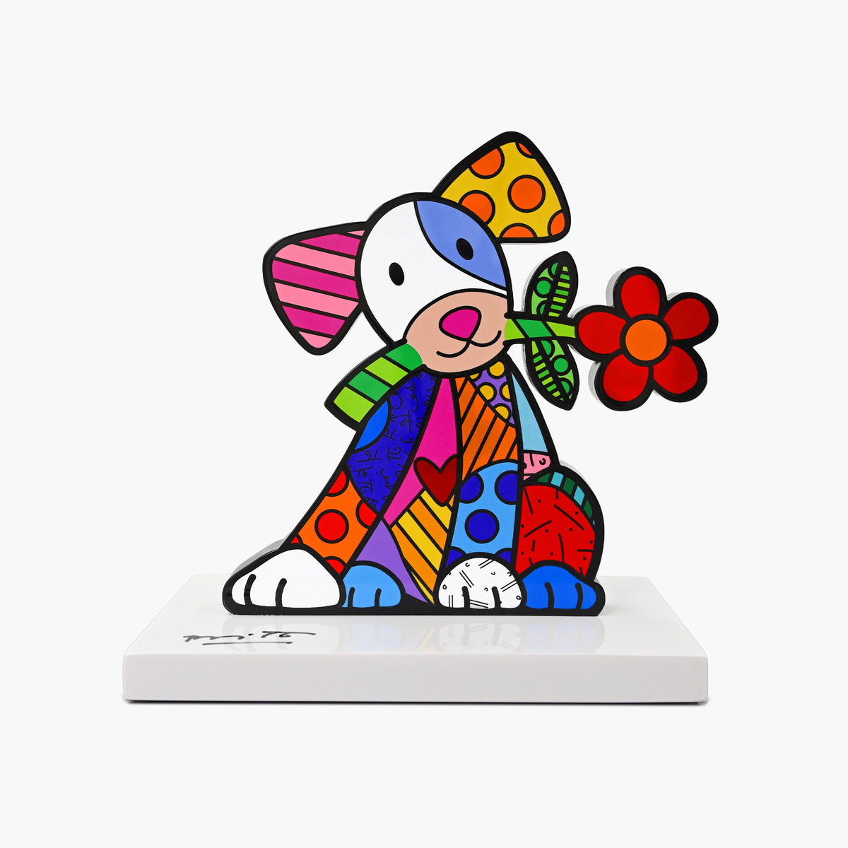 Lovely Dog Fine Art Sculpture – Hand Signed Limited Edition by Romero Britto