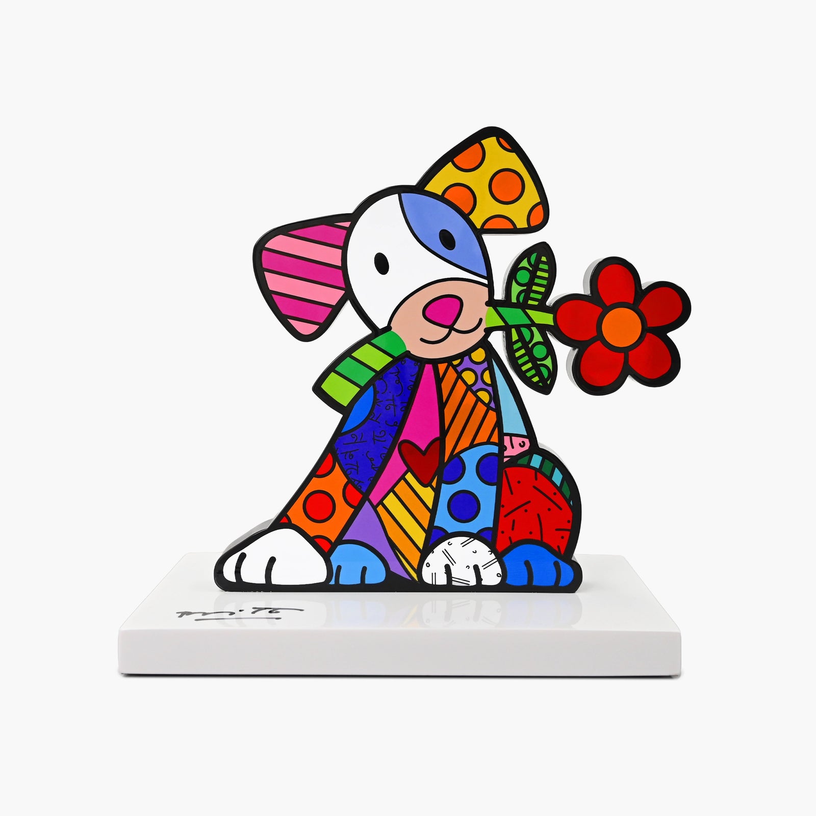Lovely Dog Fine Art Sculpture – Hand Signed Limited Edition by Romero Britto