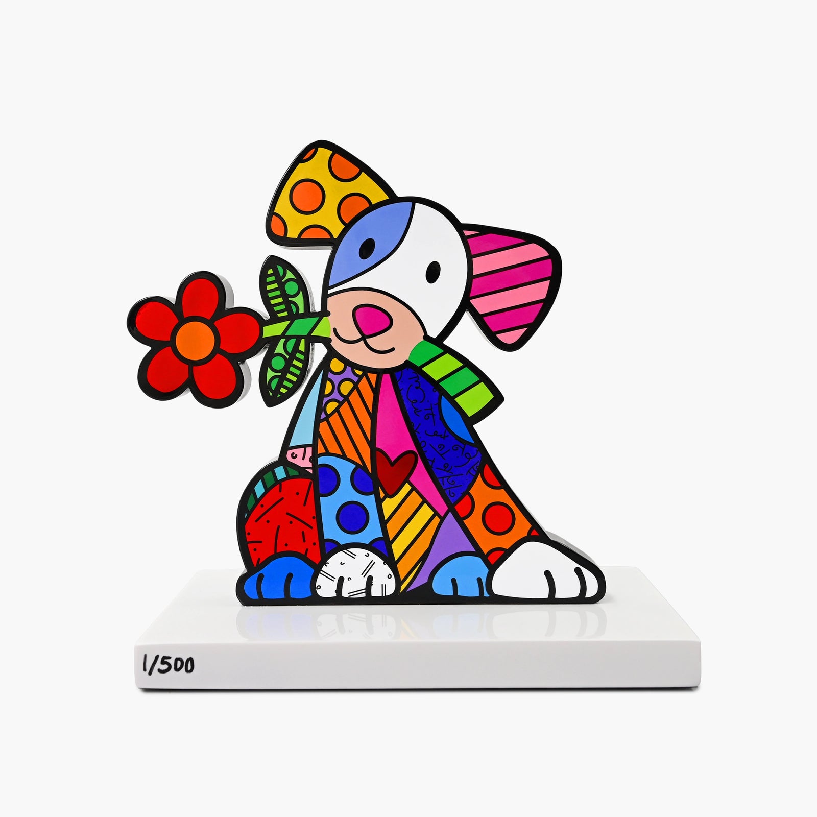 Lovely Dog Fine Art Sculpture – Hand Signed Limited Edition by Romero Britto