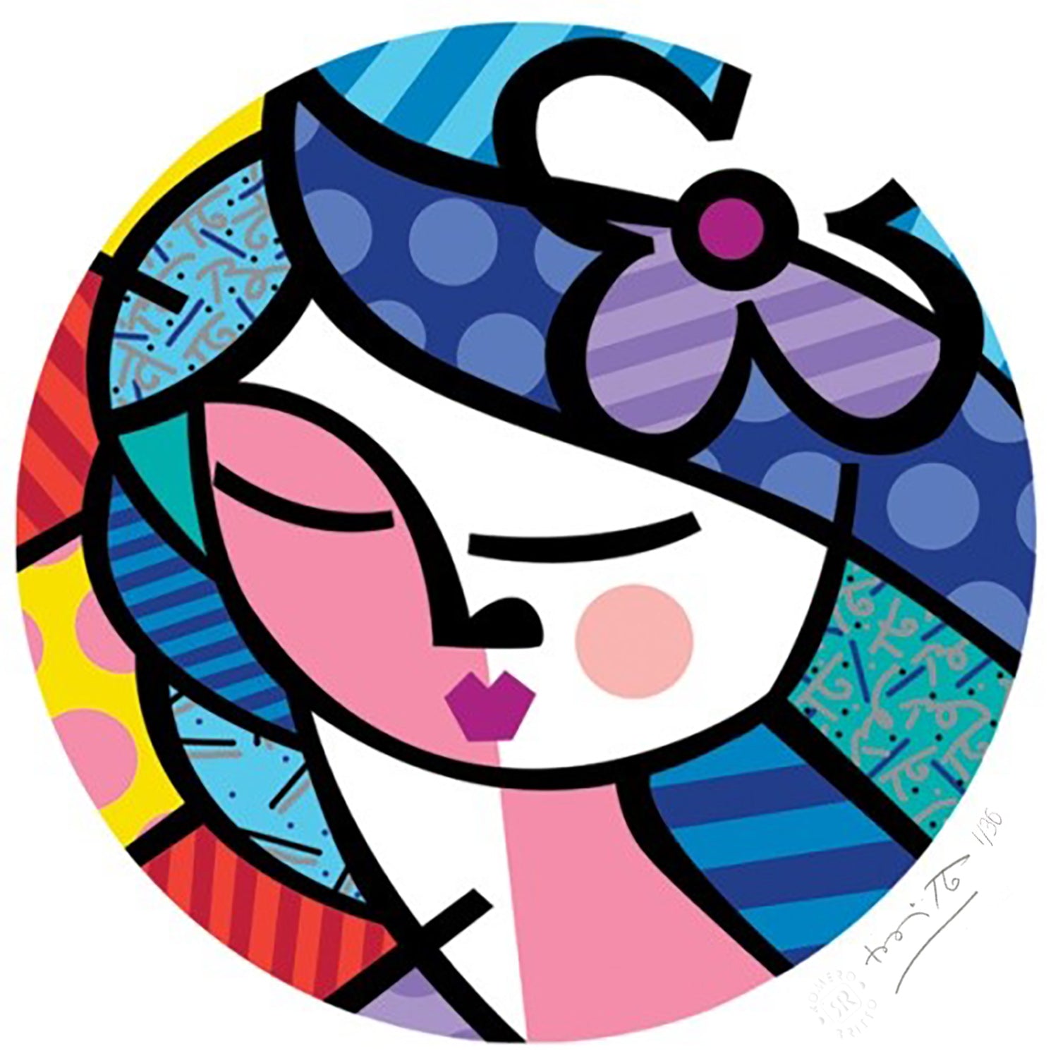 Romero Britto beauty serigraph  colorful pop art design