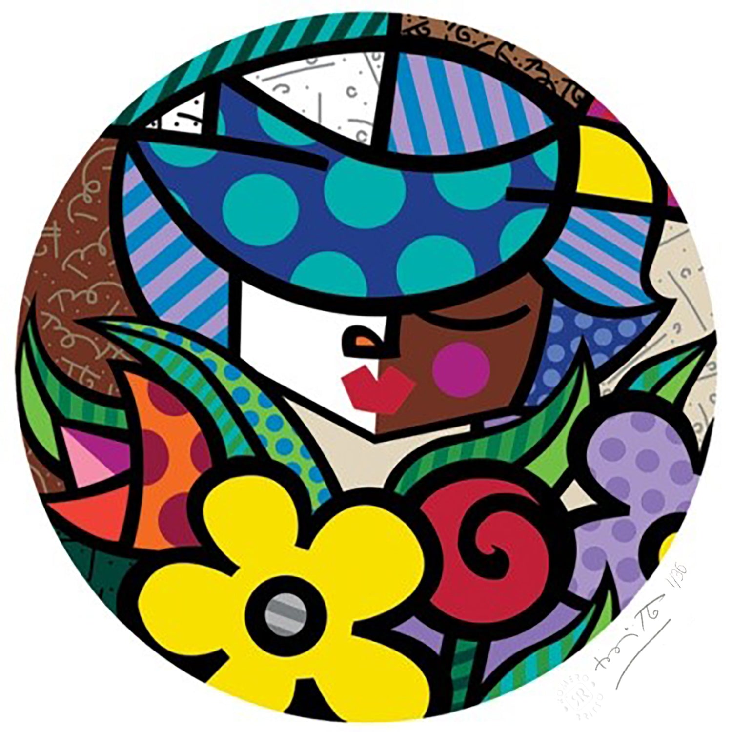 Romero Britto charm serigraph  colorful pop art design