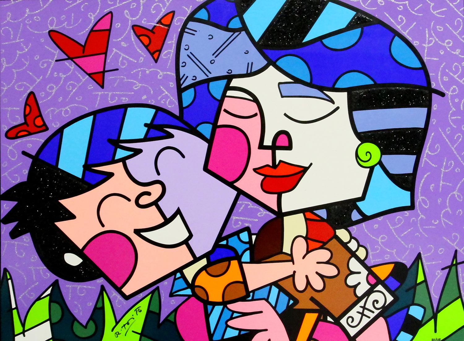 Romero Britto mother serigraph  colorful pop art design