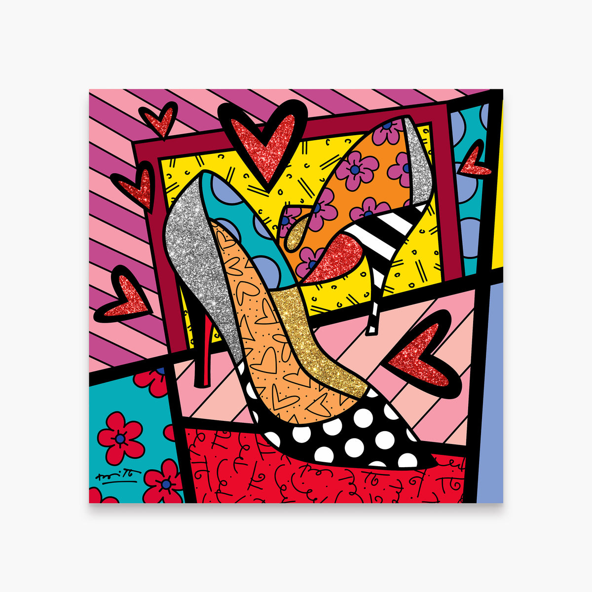 Romero Britto heels limited edition print  colorful pop art design