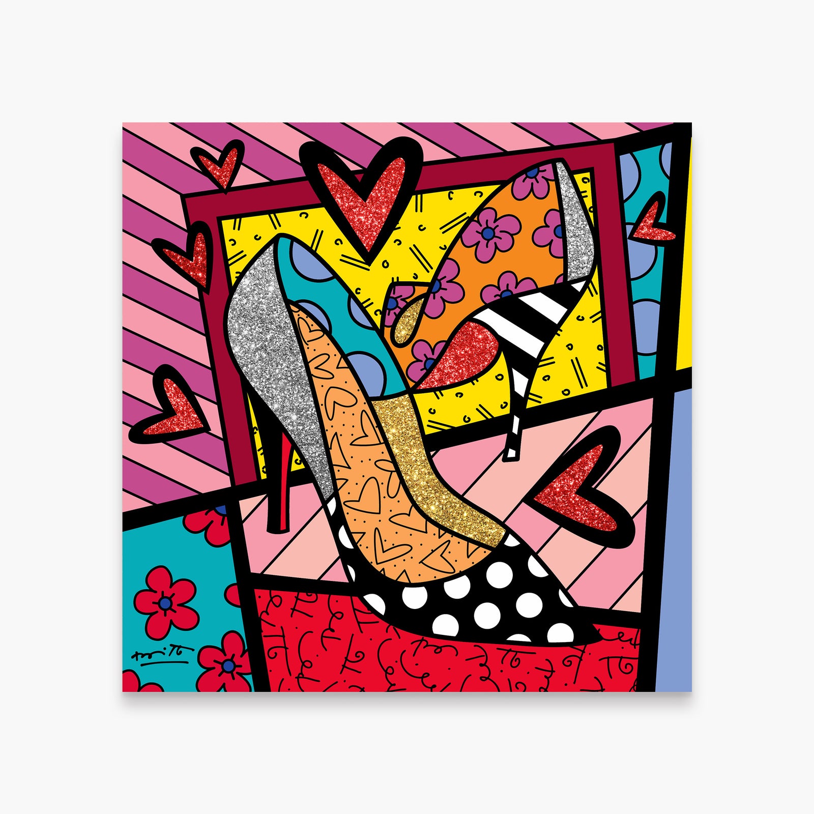 Romero Britto heels limited edition print  colorful pop art design