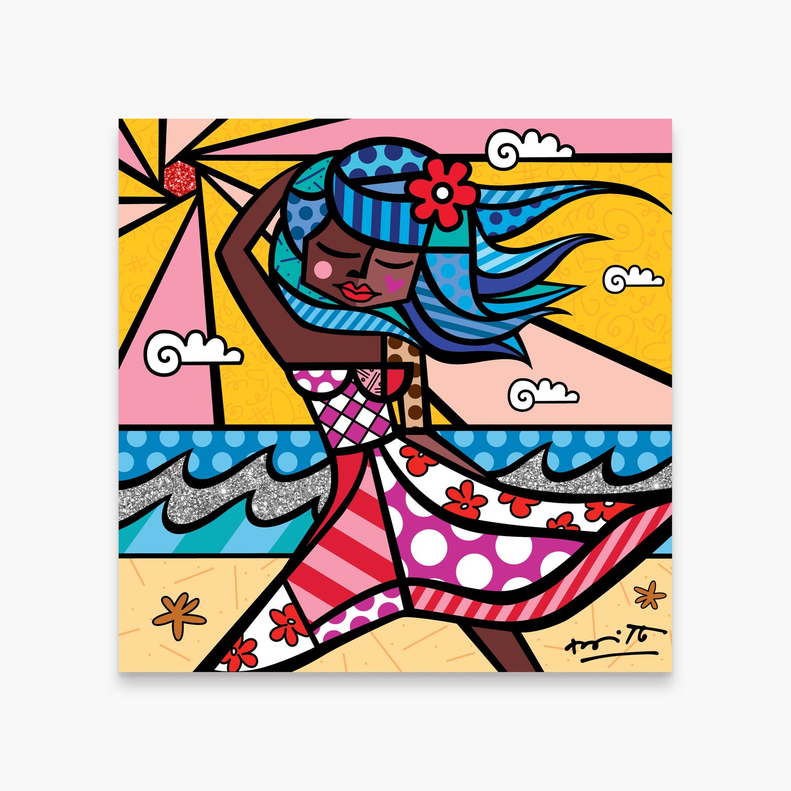 Romero Britto summer 22 limited edition print  colorful pop art design