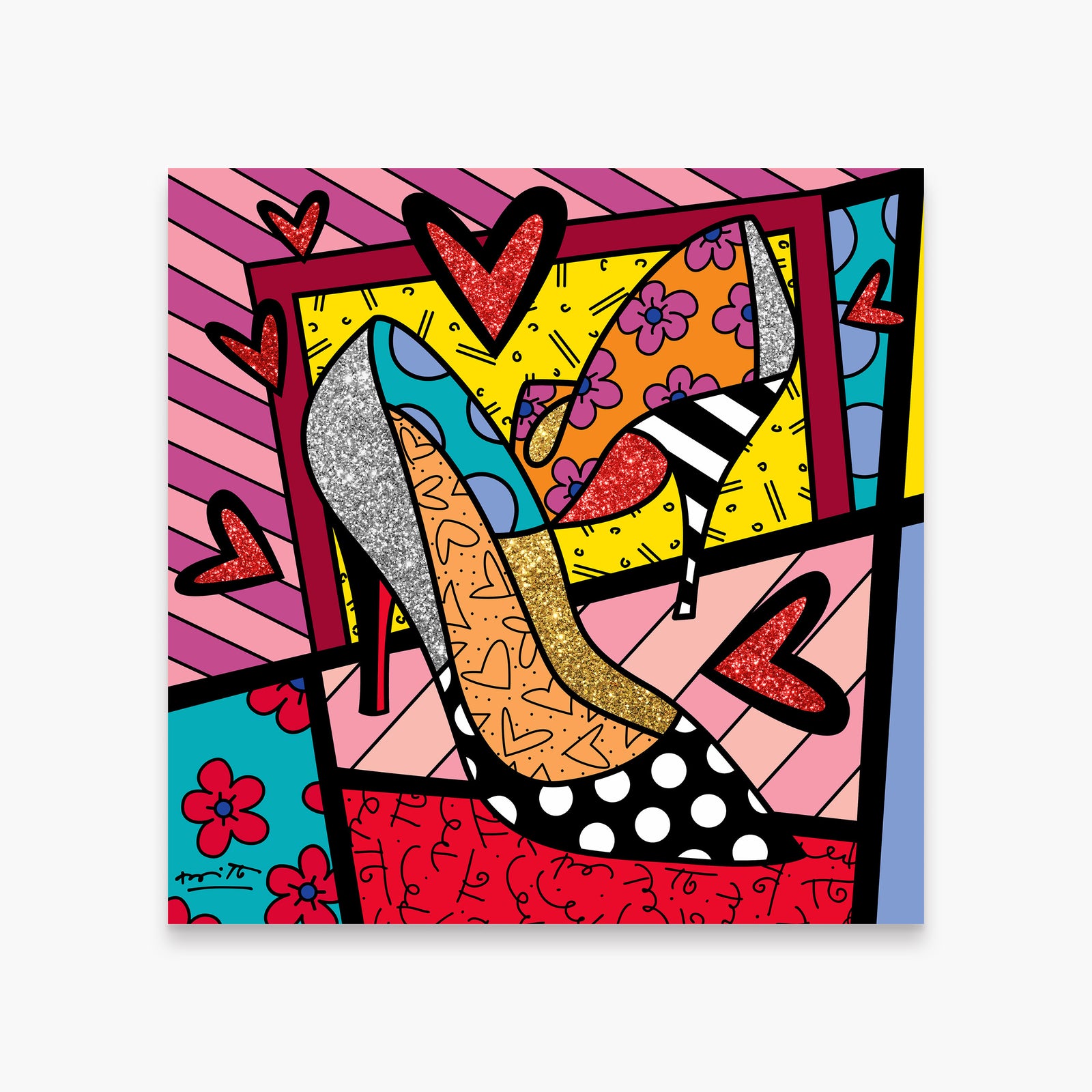 Romero Britto high heels limited edition print  colorful pop art design