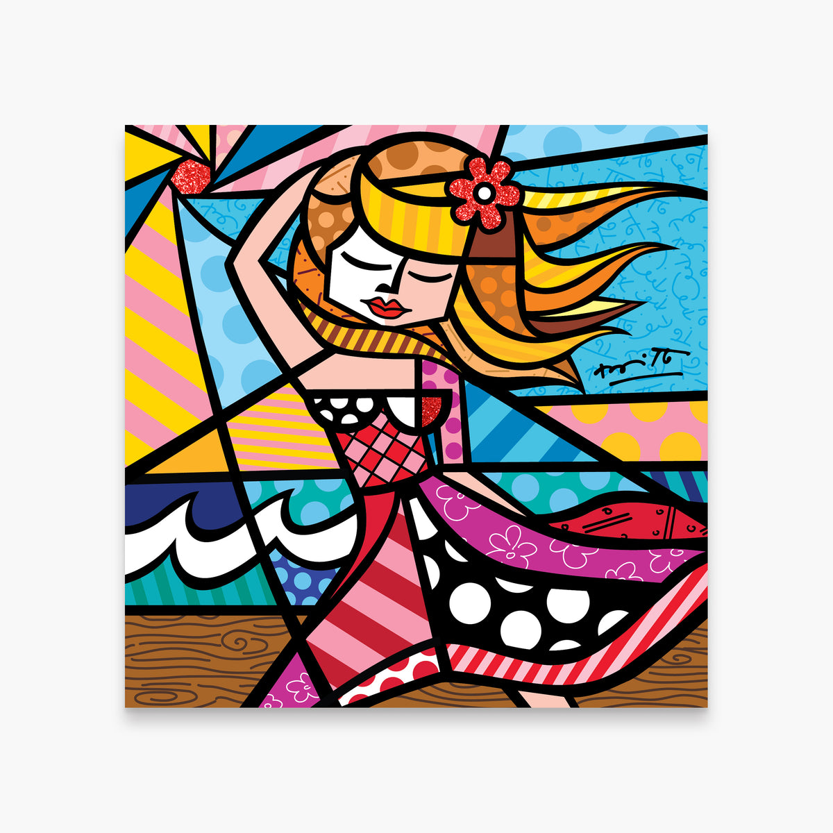 Romero Britto summer 22 limited edition print  colorful pop art design