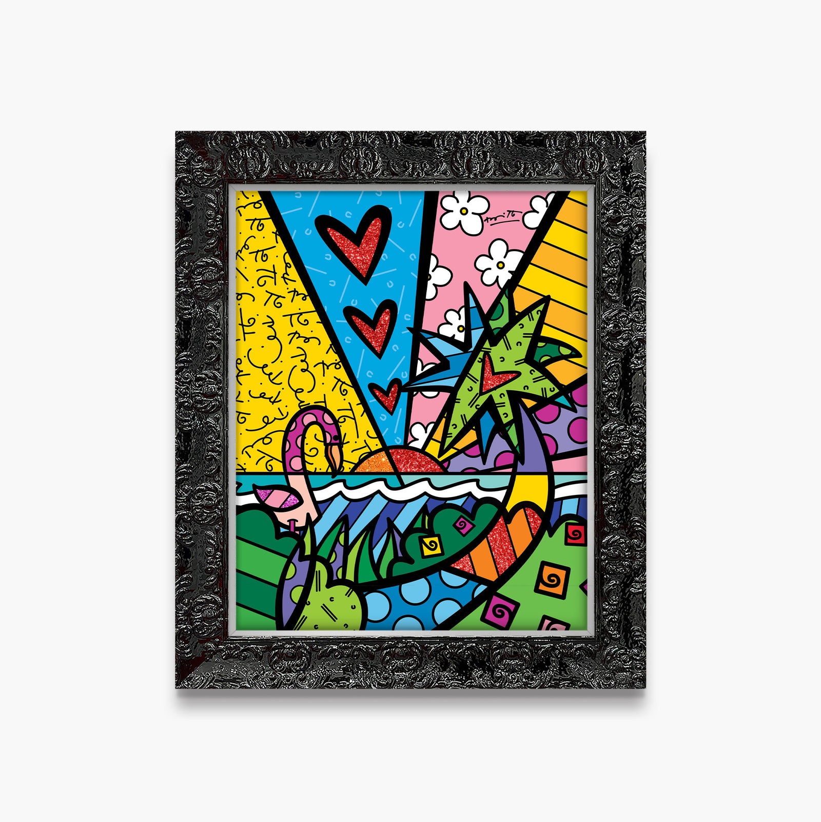 Romero Britto tropical paradise limited edition print  contemporary pop art piece