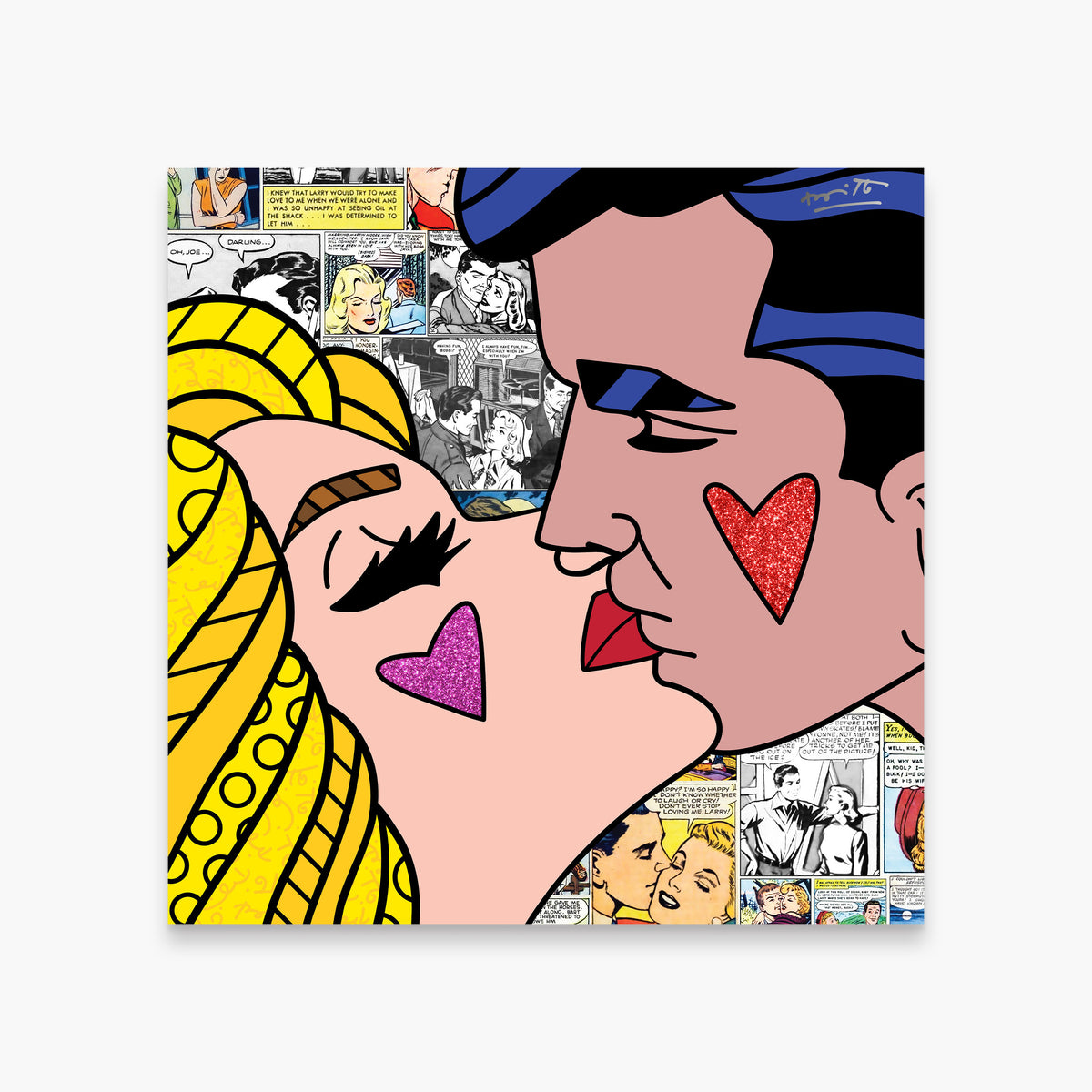 Romero Britto beijos limited edition print  colorful pop art design