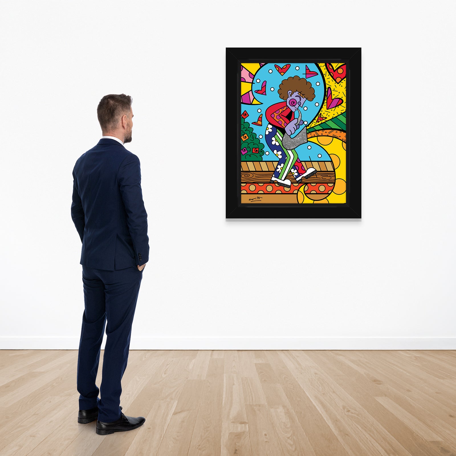 Romero Britto jazz man limited edition print  colorful pop art design